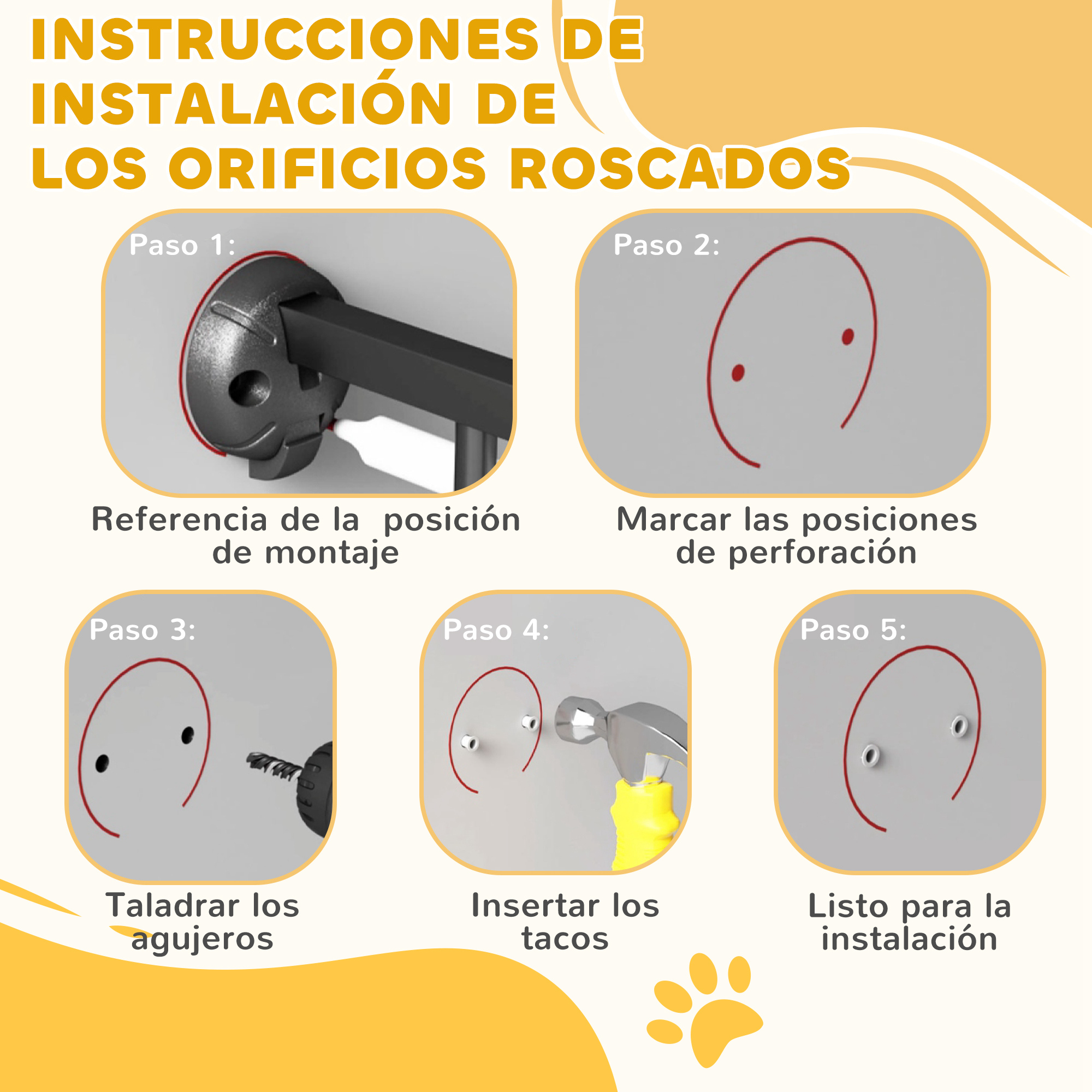 Guía paso a paso para instalar orificios roscados usando herramientas.