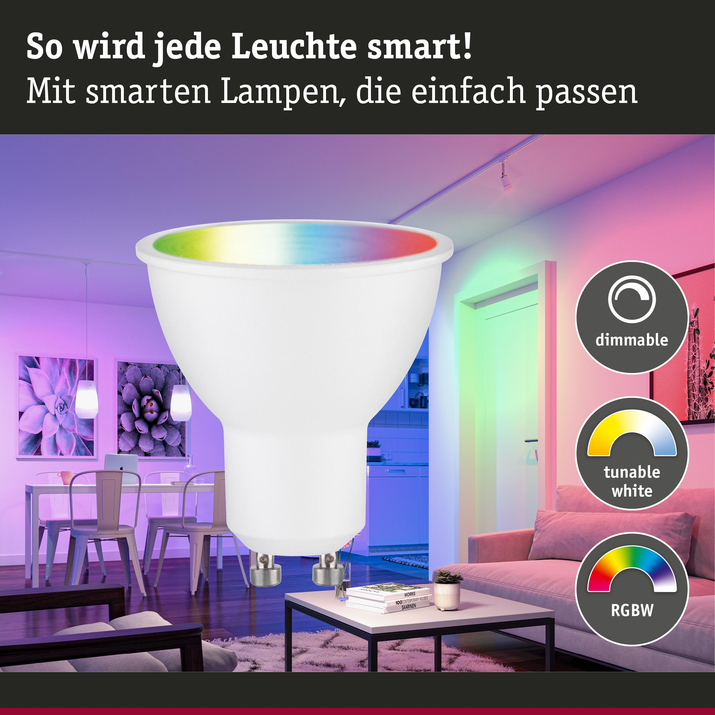Ein smarter Leuchtmittel mit RGBW-Farben, dimmbar und abstimmbar.