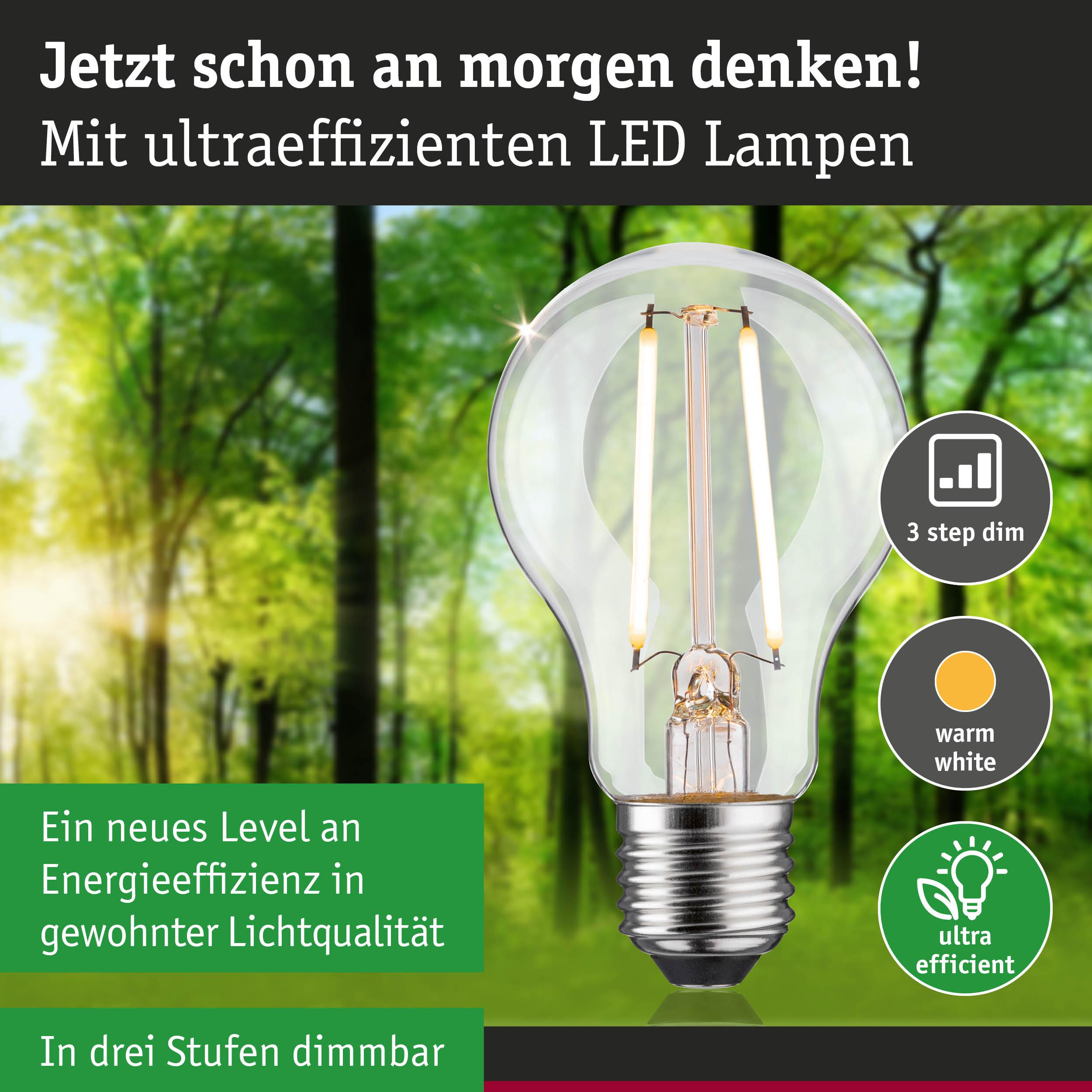 Moderne LED-Lampe mit 3 Stufen Dimmfunktion und warmweißem Licht, ultraeffizient.
