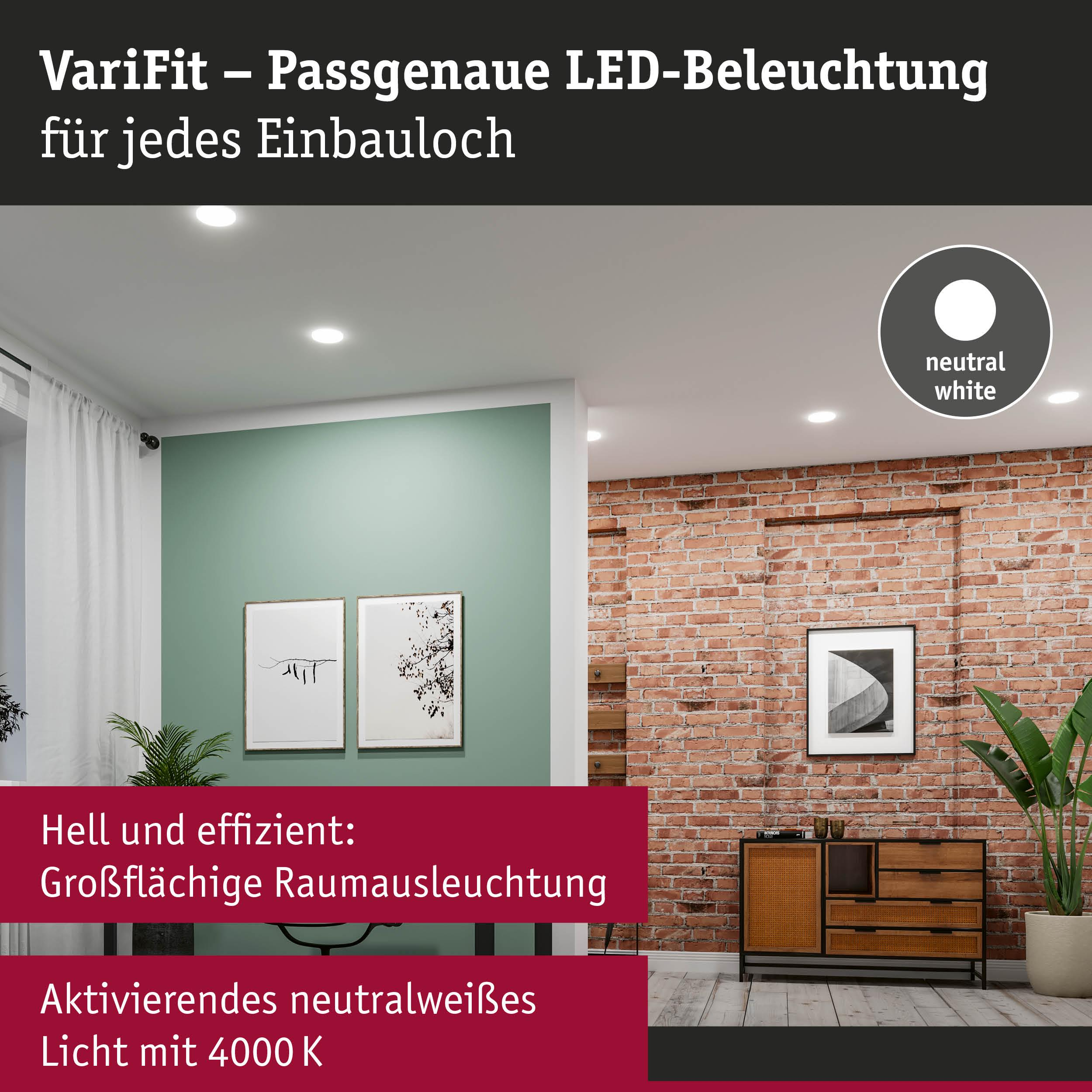 Moderne Räume mit VariFit LED-Beleuchtung in neutralweiß.