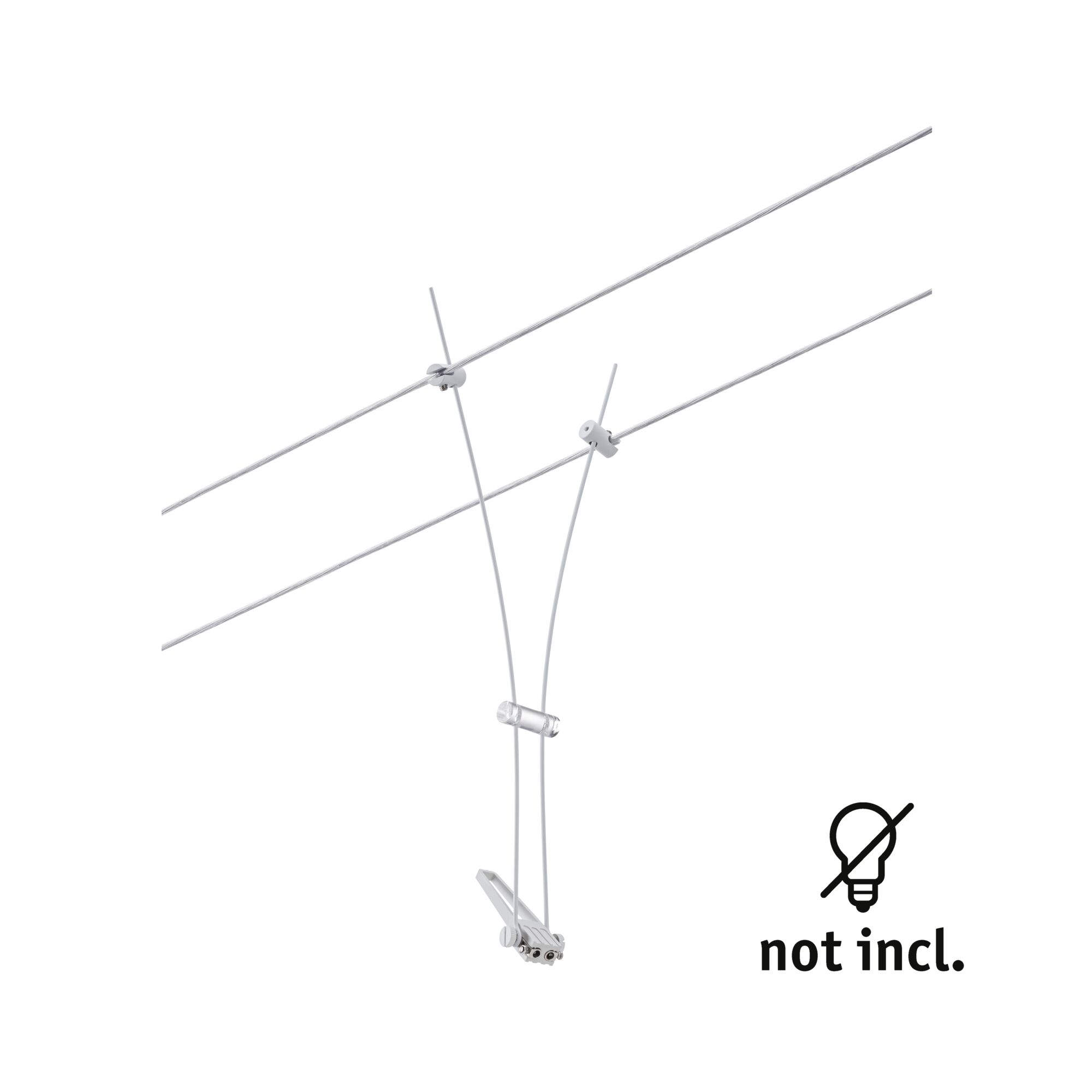 Struttura metallica con cavi e supporto, lampadina non inclusa.
