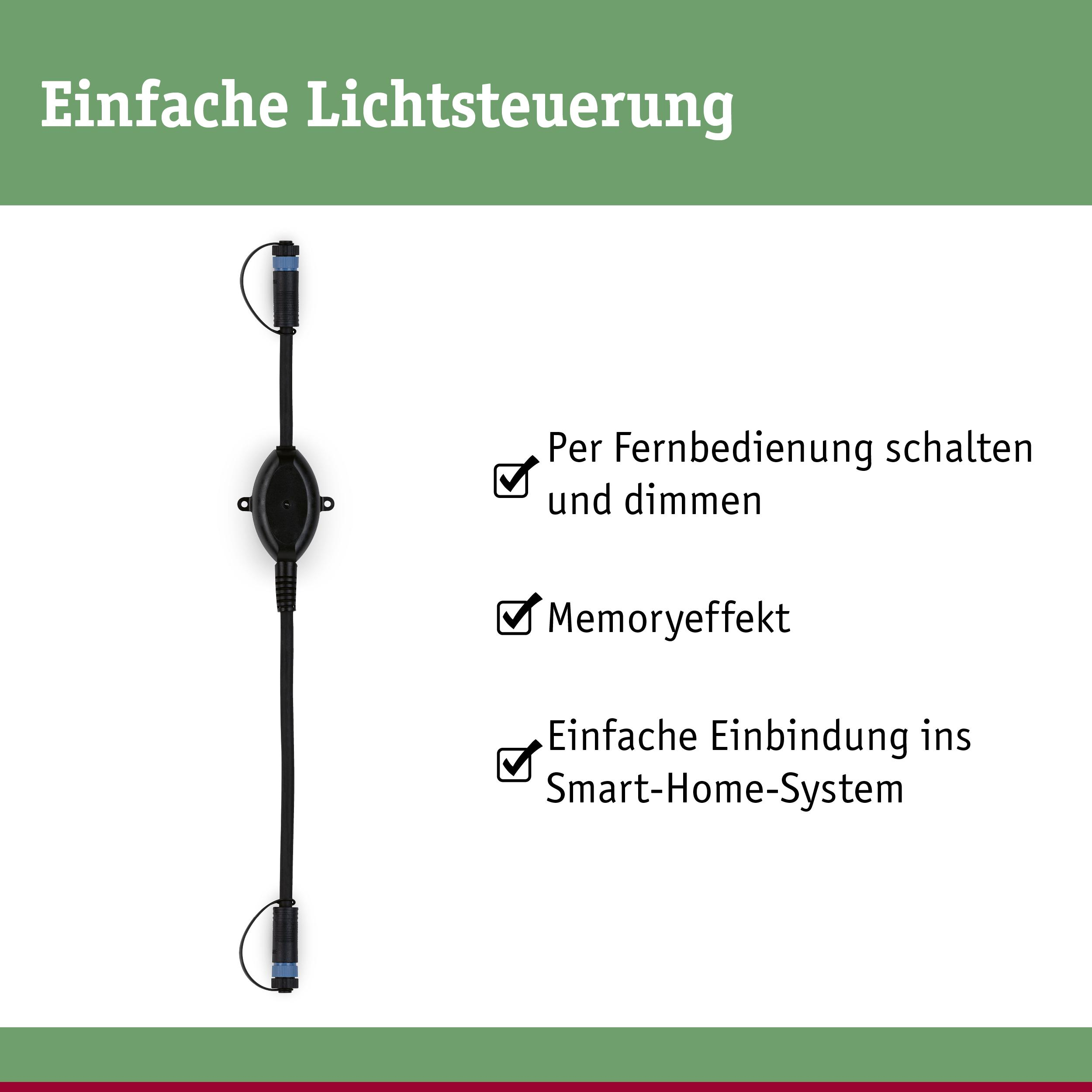 Ein schwarzer Lichtsteuerungsadapter mit Kabeln und Verbindungsstücken.