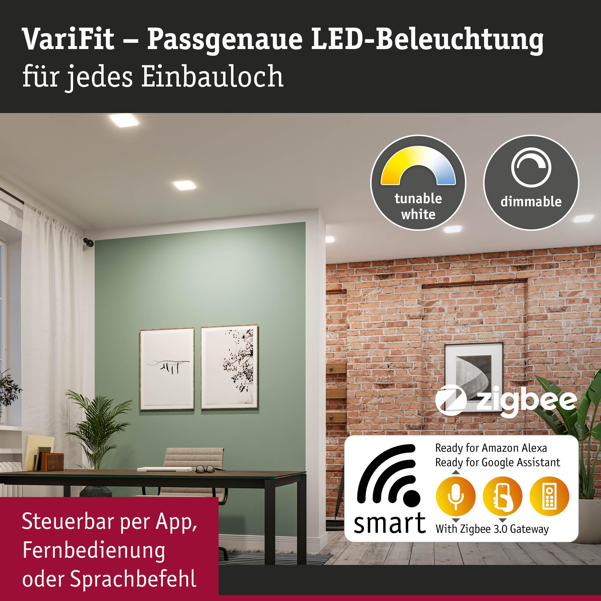 Illuminazione moderna con controllo Zigbee, dimmerabile e bianco regolabile.