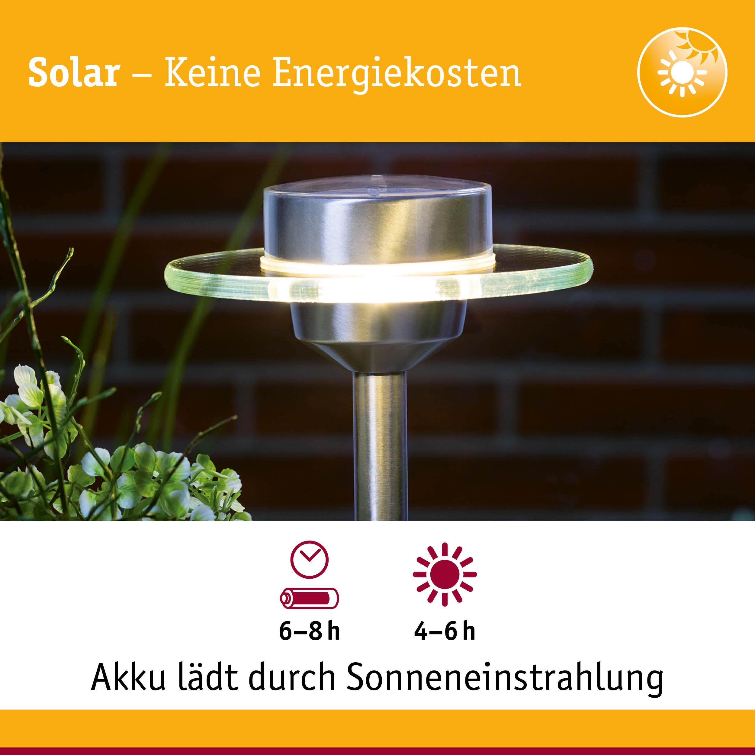 Lampe solaire avec tête en verre et pied en acier inoxydable, charge solaire.
