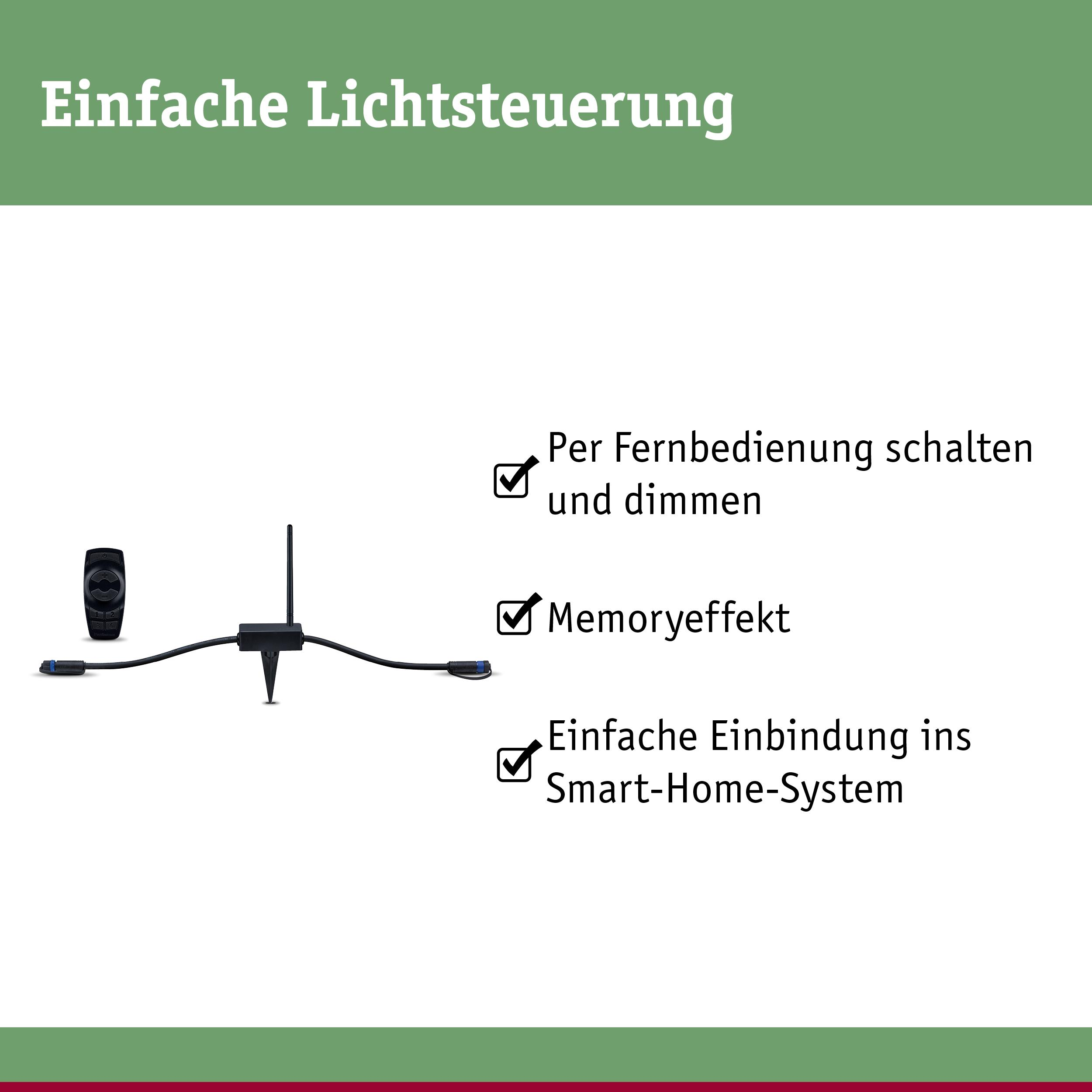 Fernbedienung, Kabel und Steuereinheit für einfache Lichtsteuerung.