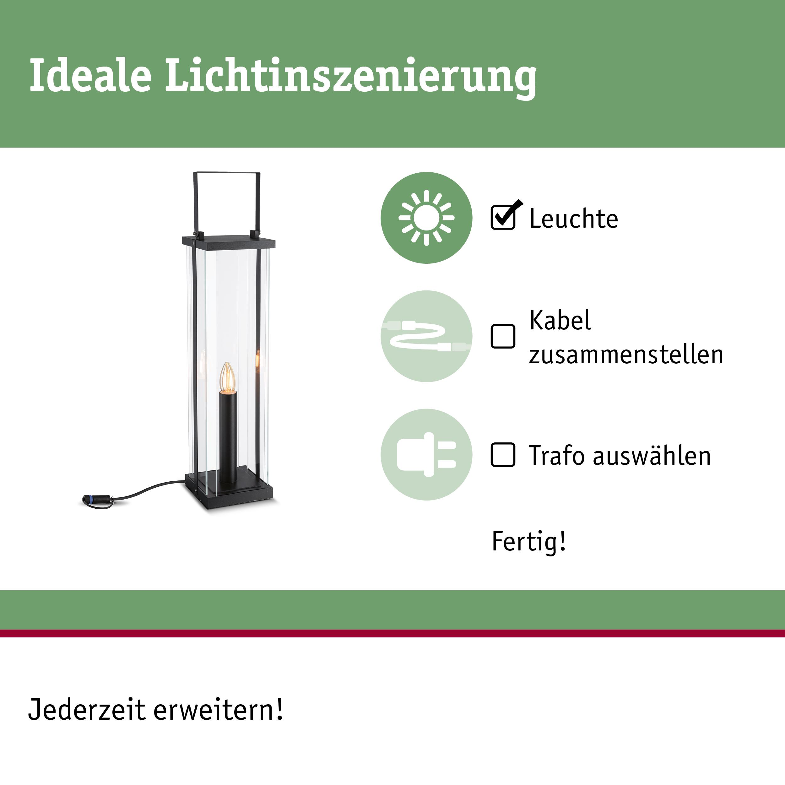 Eine Glaslaterne mit Kerzenlicht und eine Anleitung für Beleuchtung.