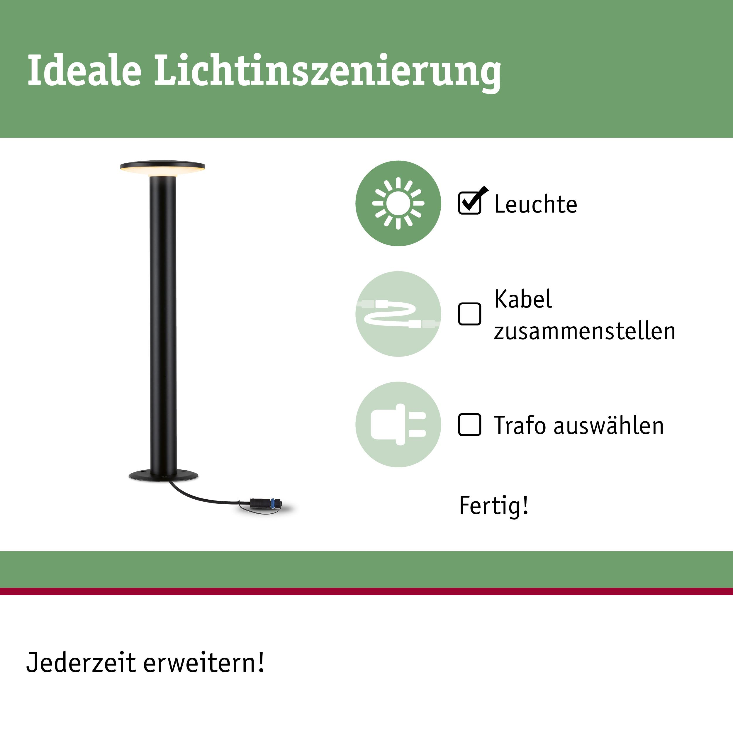 Schwarzer Stehleuchte mit Kabelanschluss und Installationsanleitung.