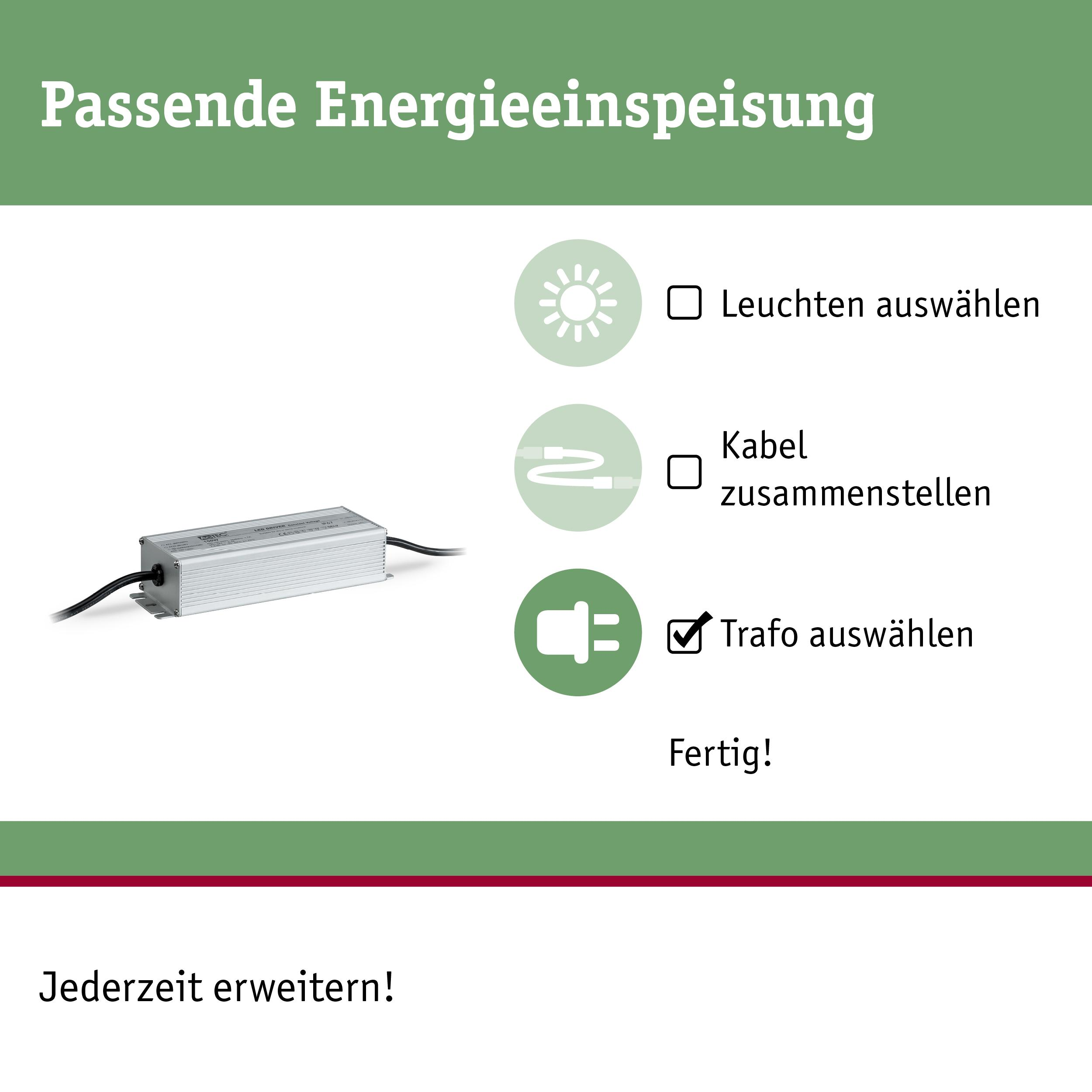 LED-Treiber, Auswahl von Leuchten, Kabel und Trafo.