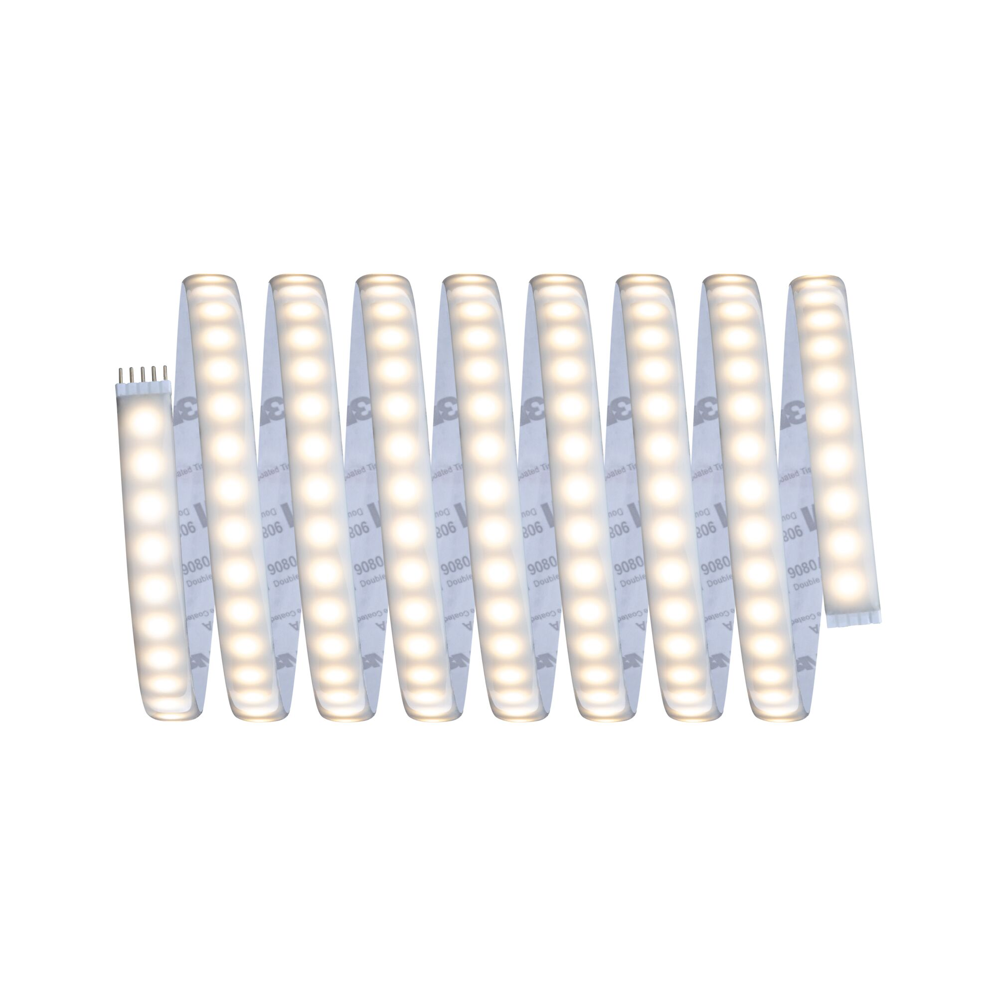 Zwijana taśma LED z białymi światłami i złączem.