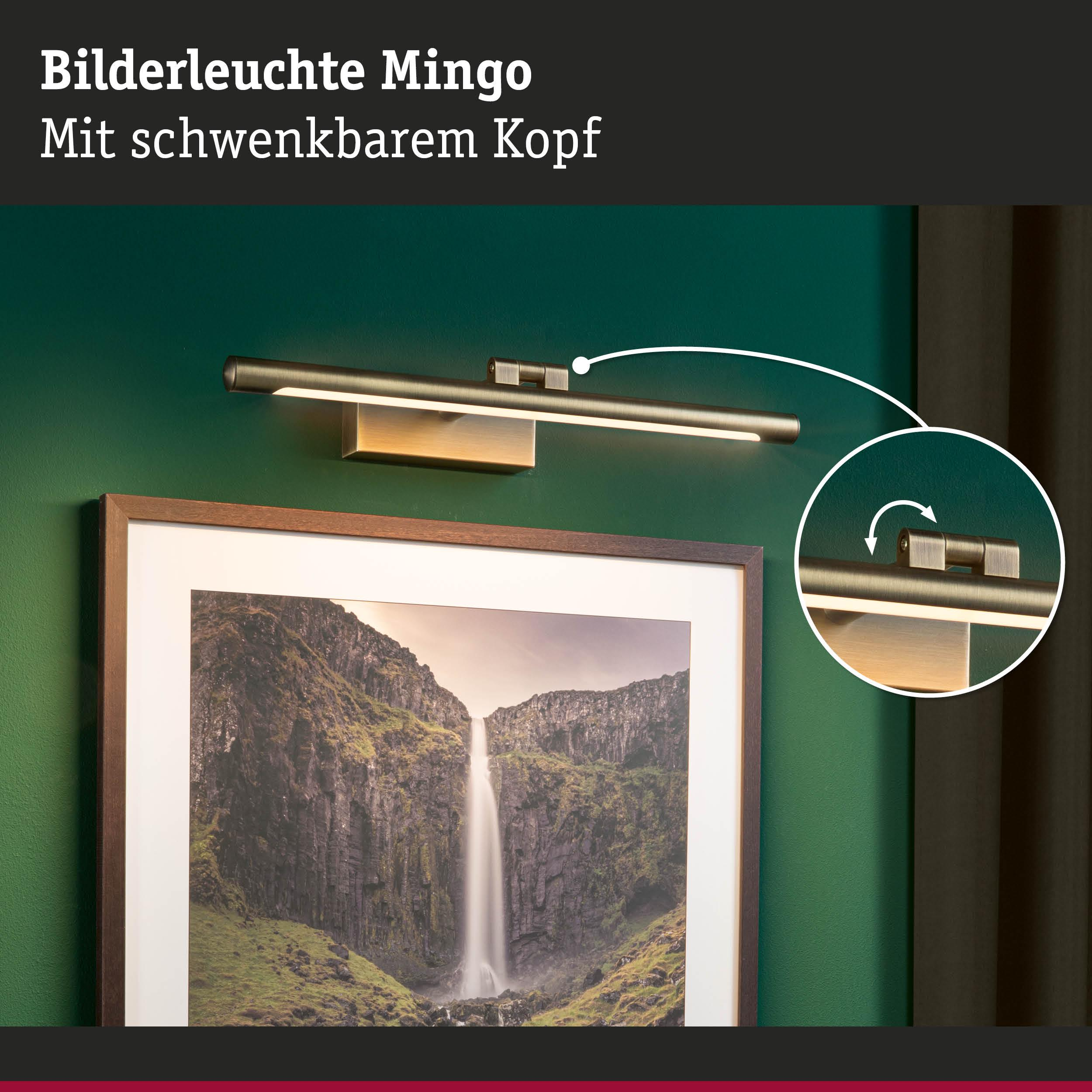 Lampa obrazowa Mingo z obrotową głowicą oświetla obraz wodospadu.