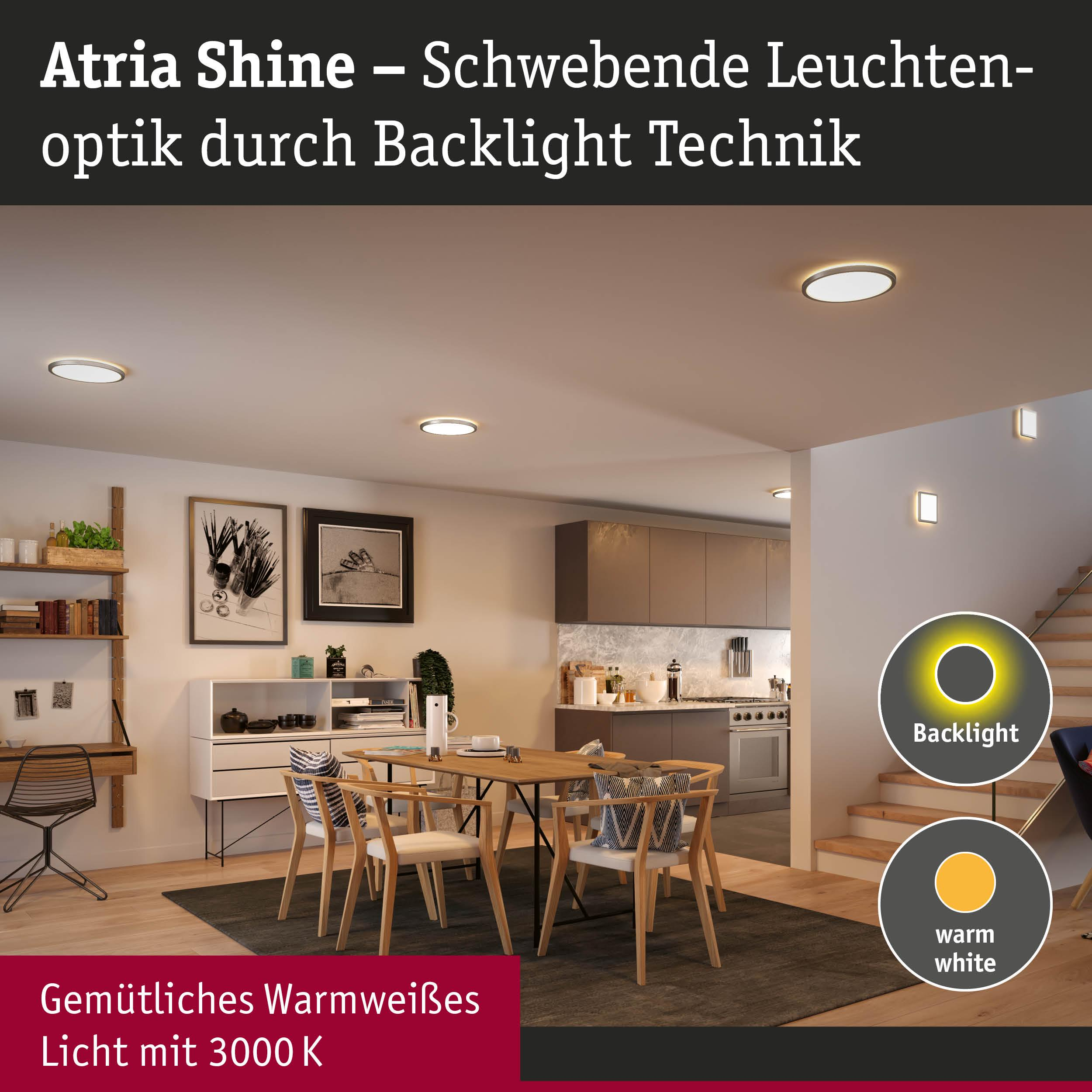 Nowoczesny salon z jadalnią i oświetleniem.