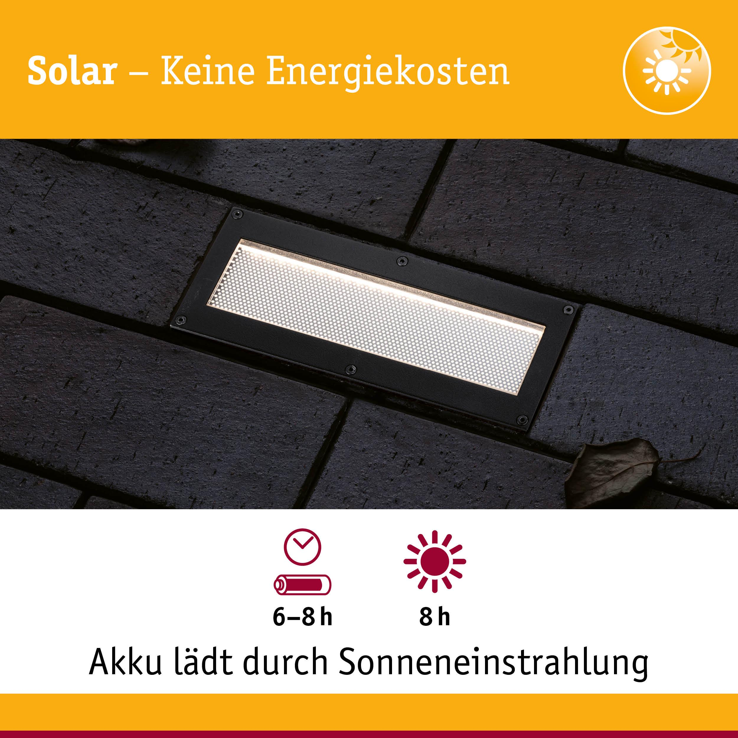 Lampa solarna w ciemnym kamieniu, ładuje 6-8h, świeci 8h.