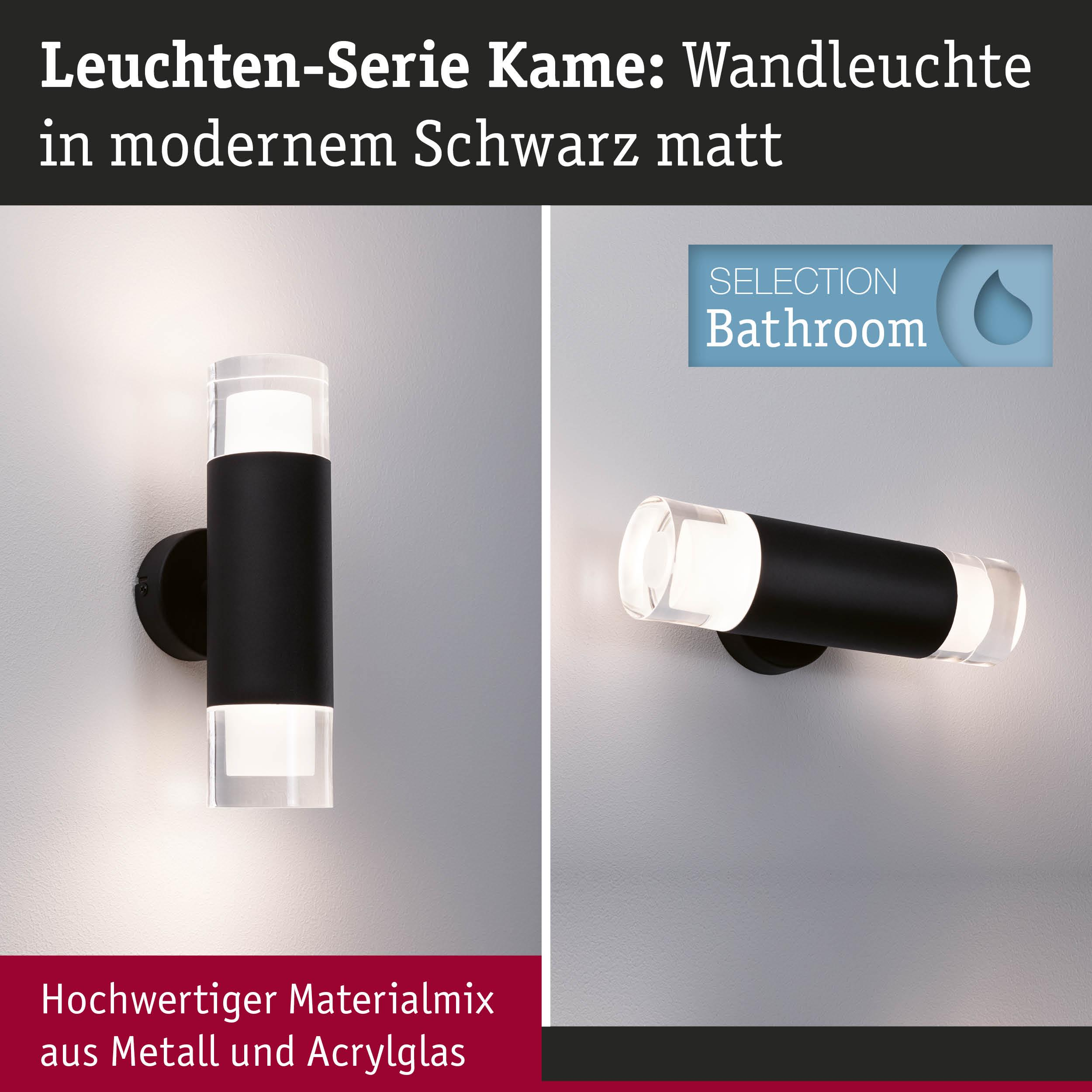Moderne schwarze Wandleuchte mit Acrylglas und Metall, Beleuchtungsserie KAME.