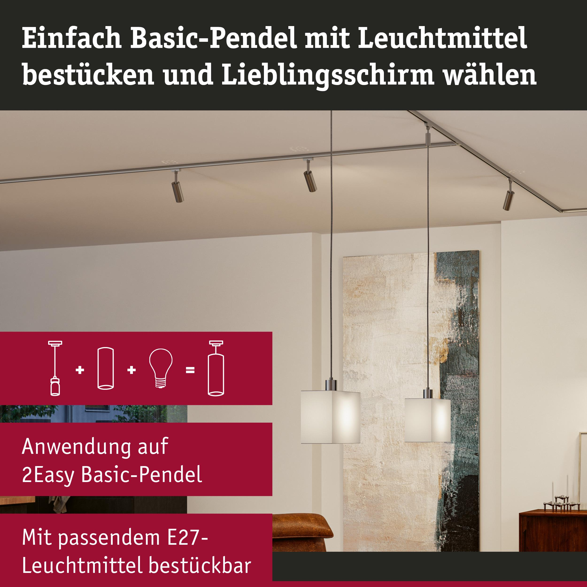 Beleuchtungsset mit Pendel, Zylinder und Leuchtmittel für einfache Montage.