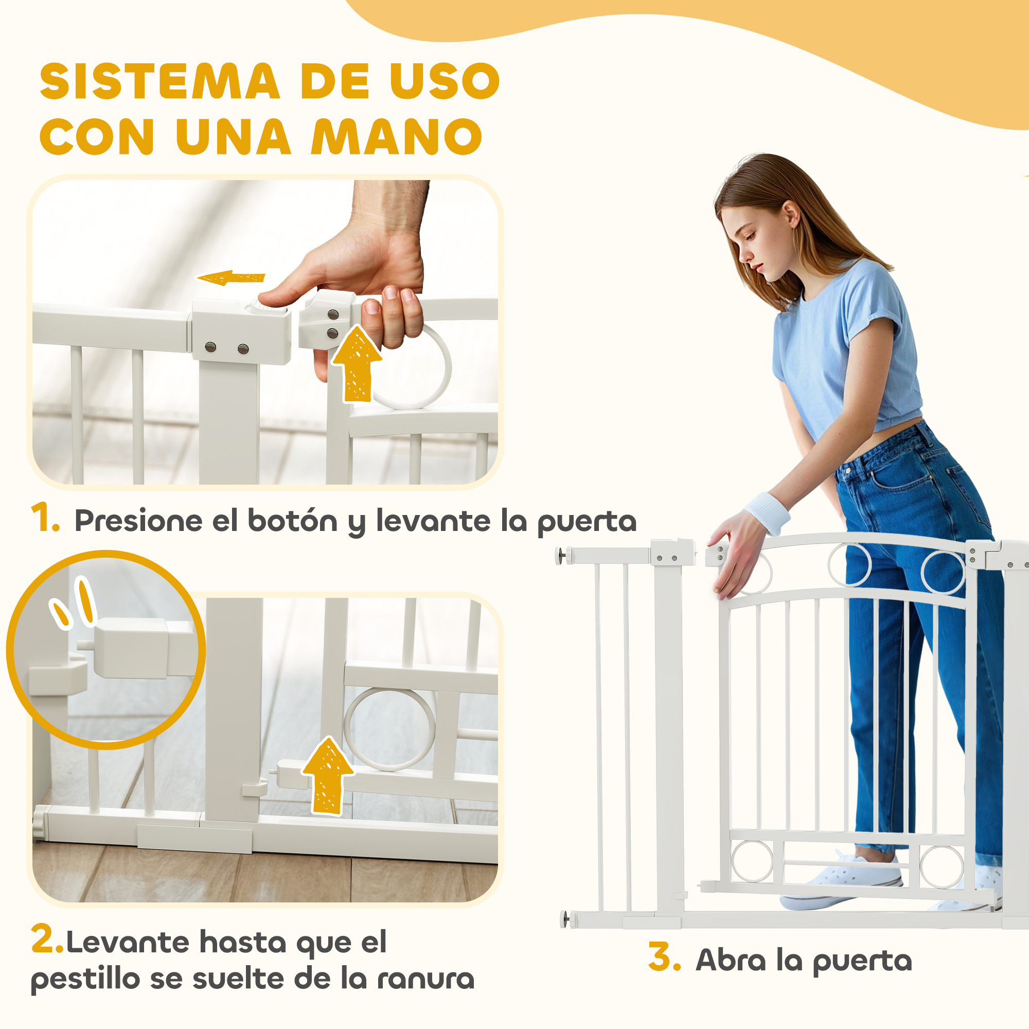 Instrucciones para una barrera de seguridad blanca de metal.