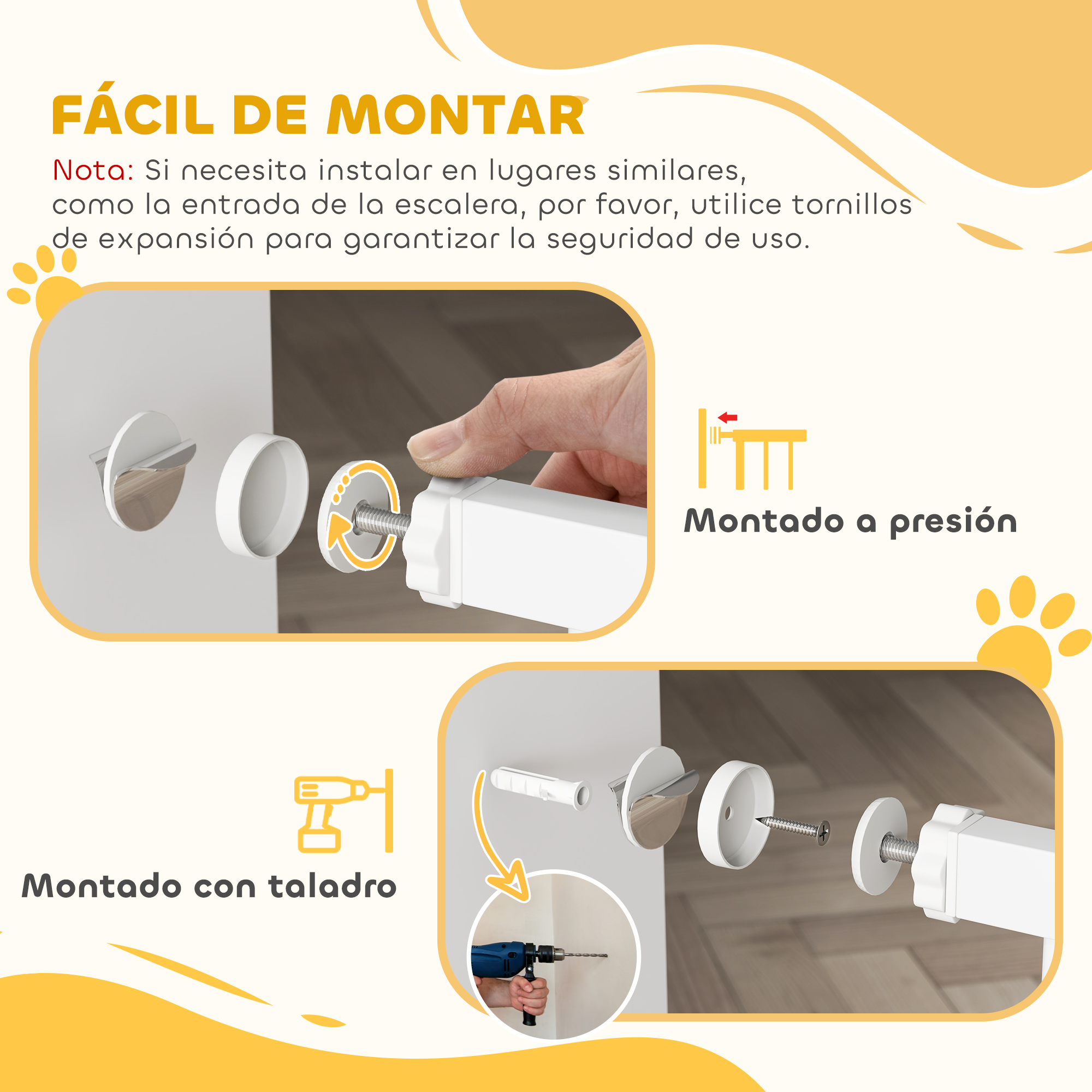 La imagen muestra la guía de instalación de una barrera de seguridad.