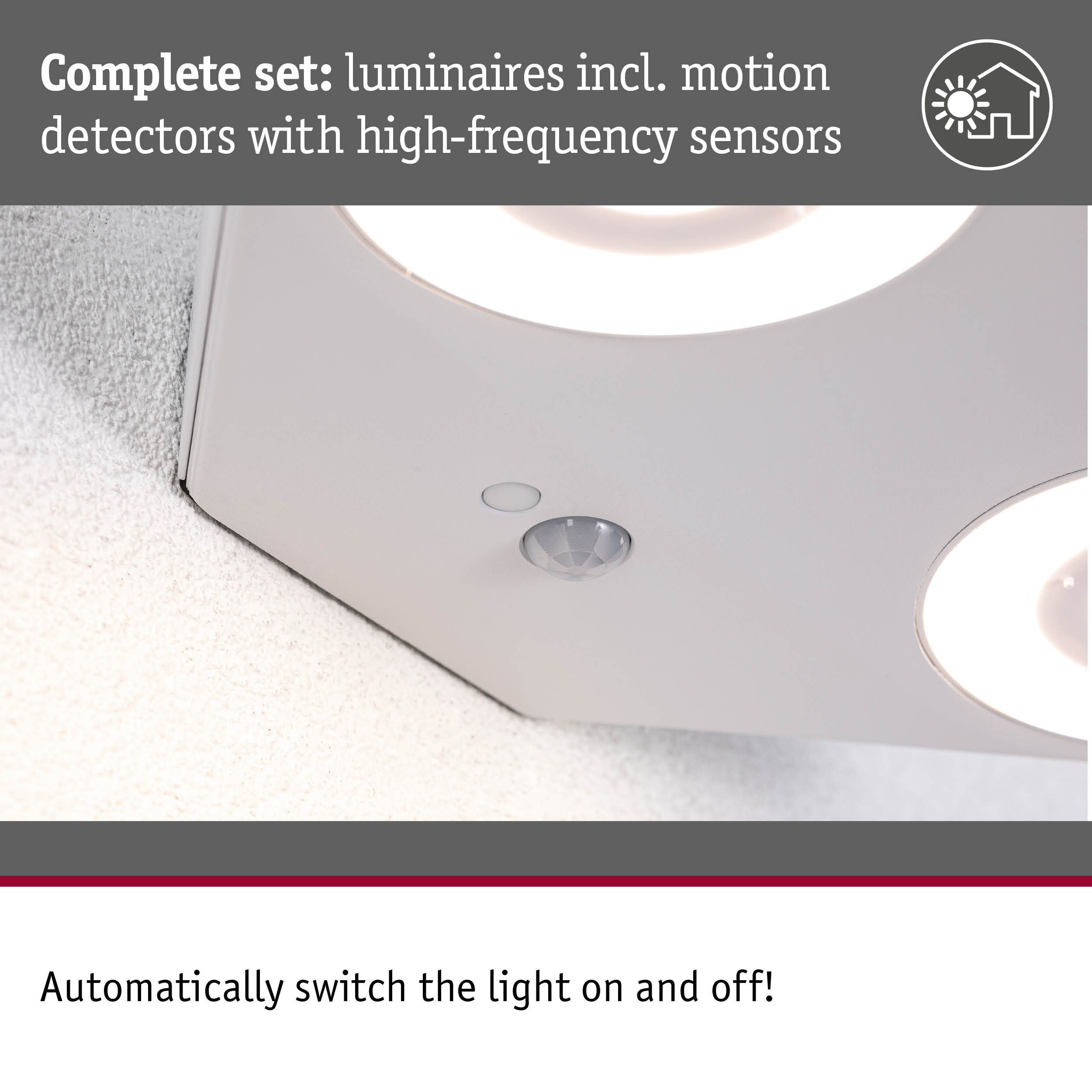 Lampa sufitowa z czujnikiem ruchu i czujnikami wysokiej częstotliwości.