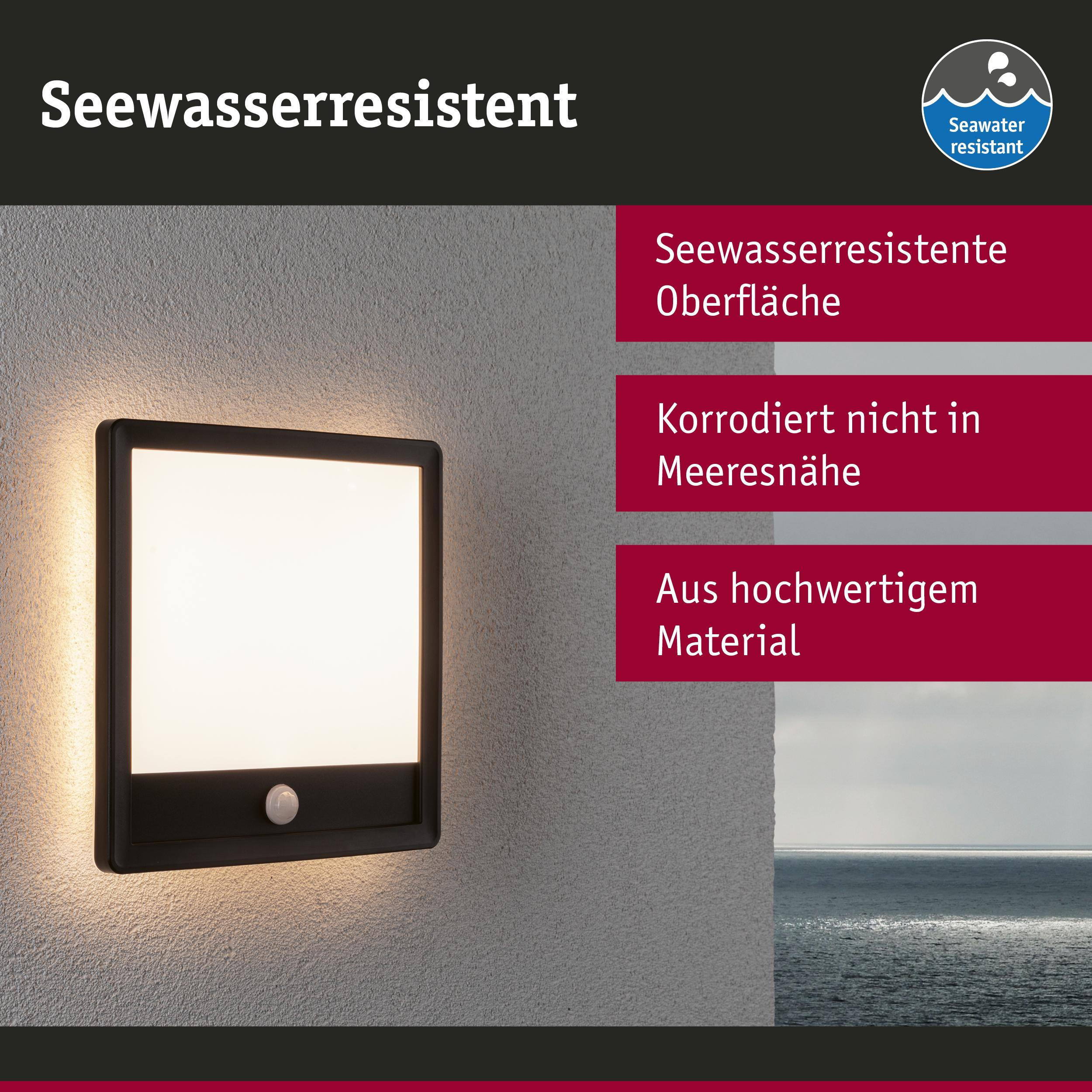 Lampada da parete con sensore di movimento, resistente all'acqua salata.