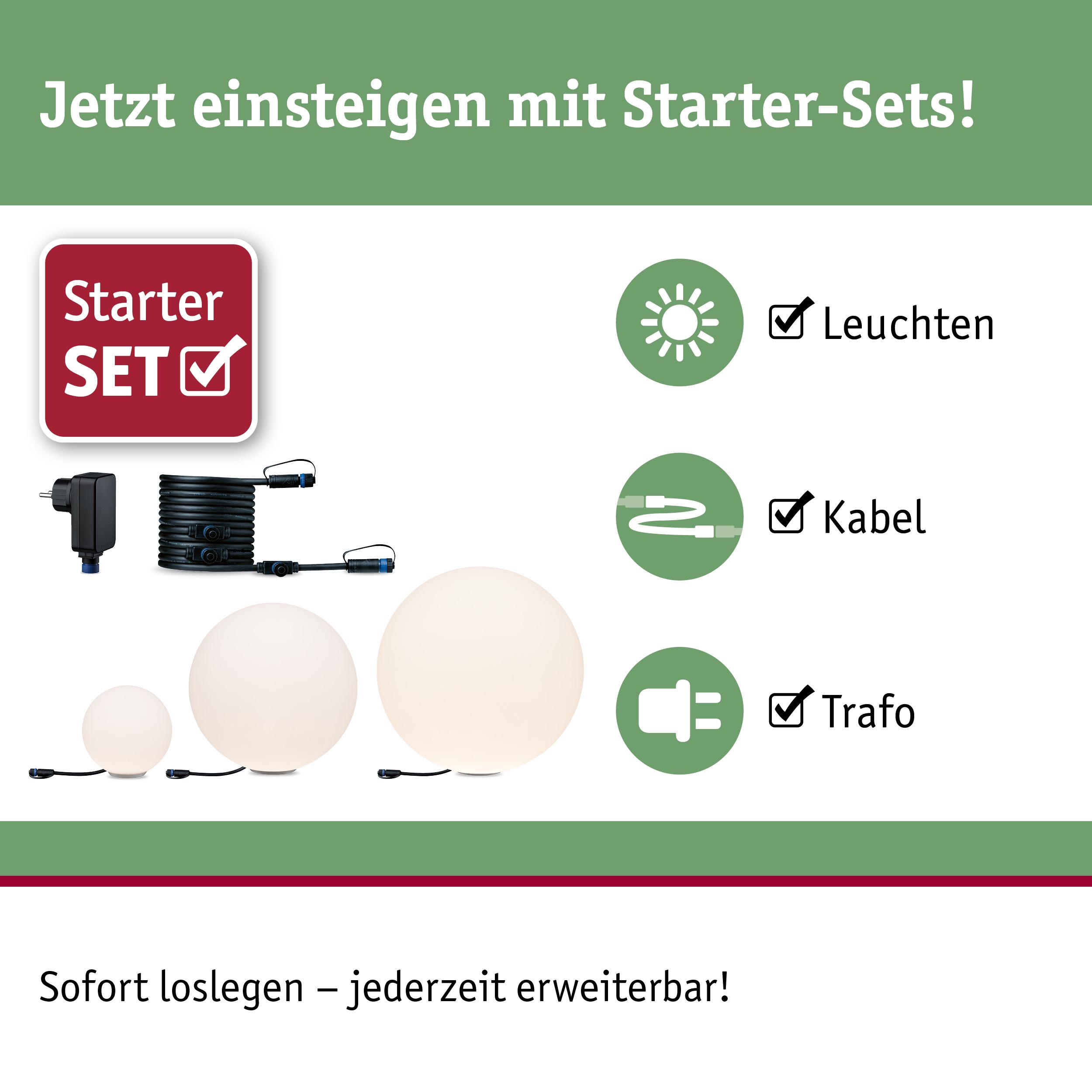Starter-Set mit Leuchten, Kabel und Trafo.