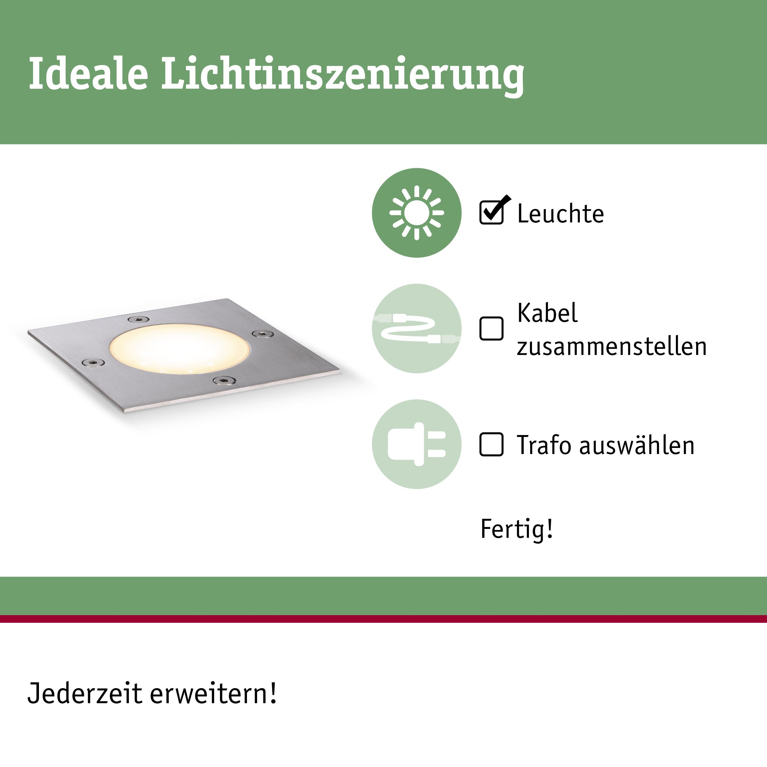 Una luce da incasso con illuminazione calda. Passaggi: Lampada, cavo, trasformatore, fatto.