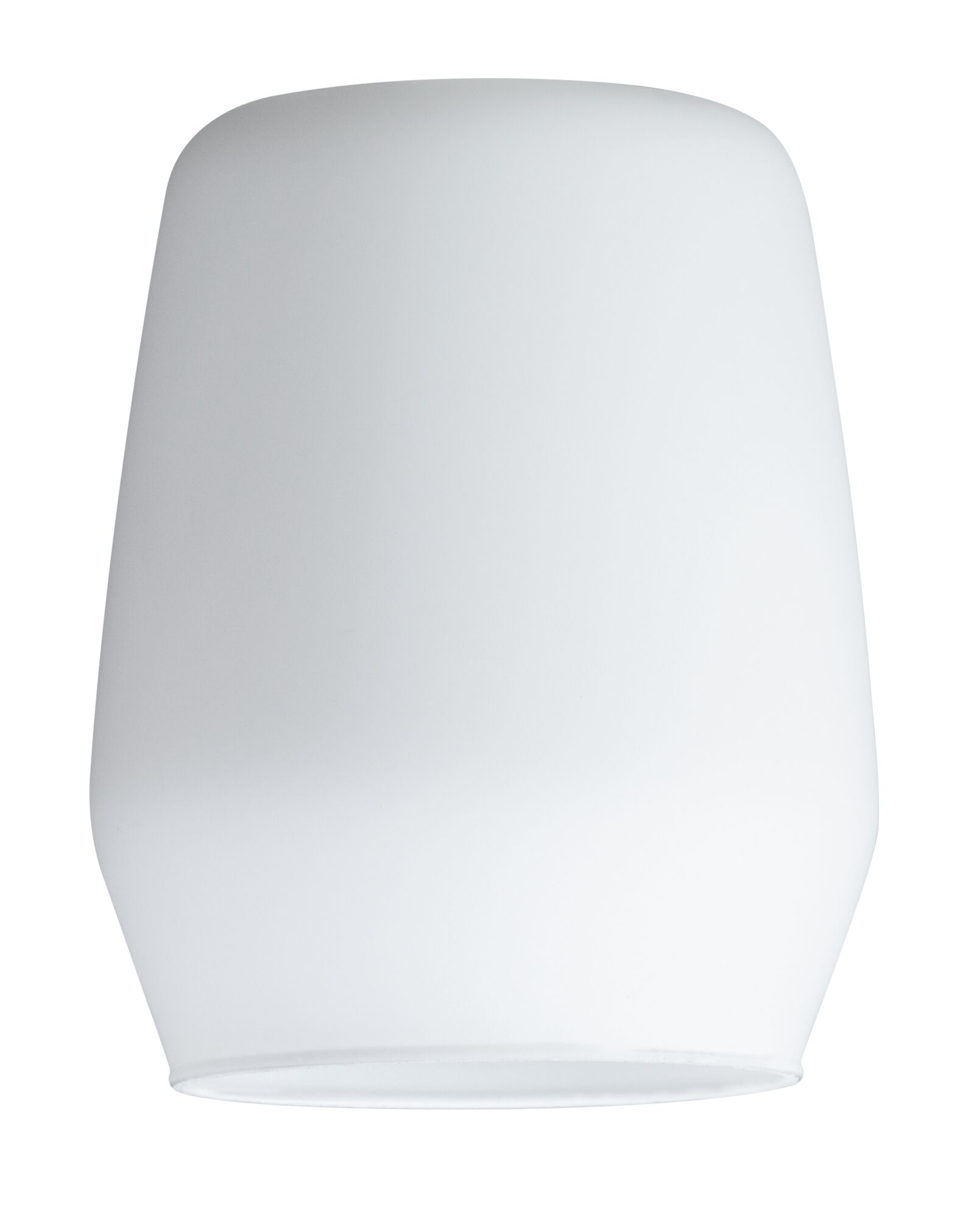 Eine weiße, kegelförmige Lampe mit flachem Boden, freigestellt.