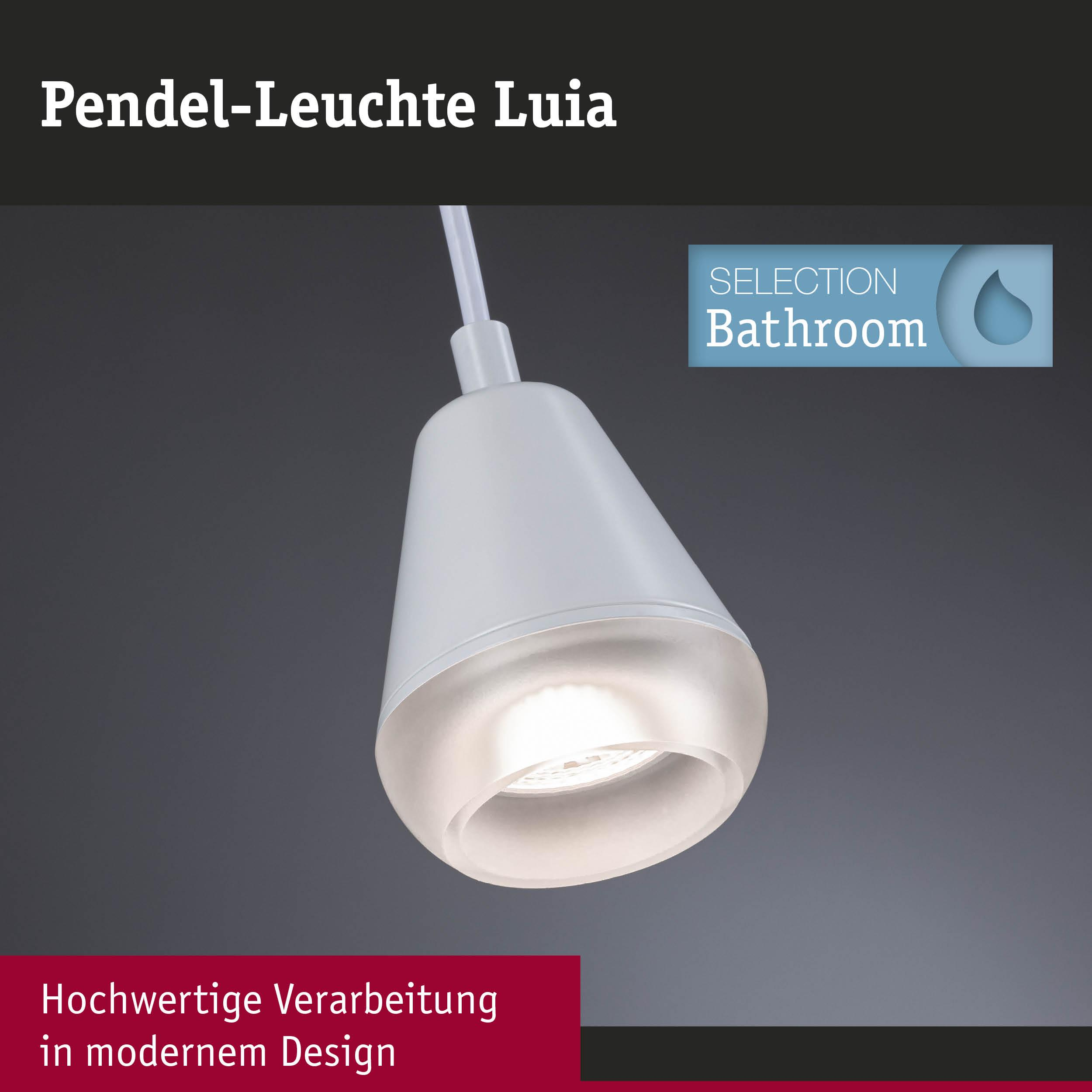 Biała lampa wisząca o nowoczesnym designie ze źródłem światła.