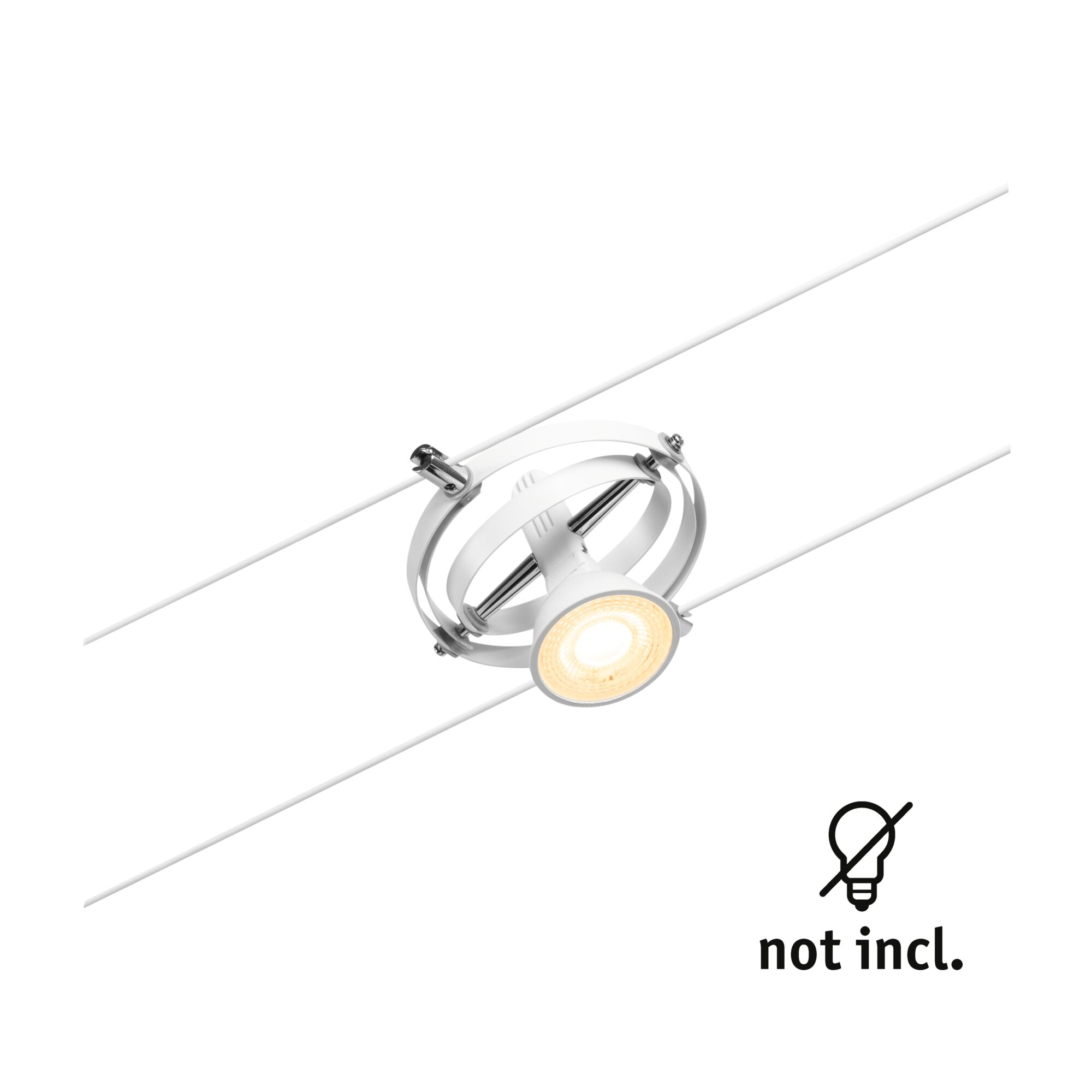 Faretti bianchi su cavo elettrico, lampadina non inclusa.