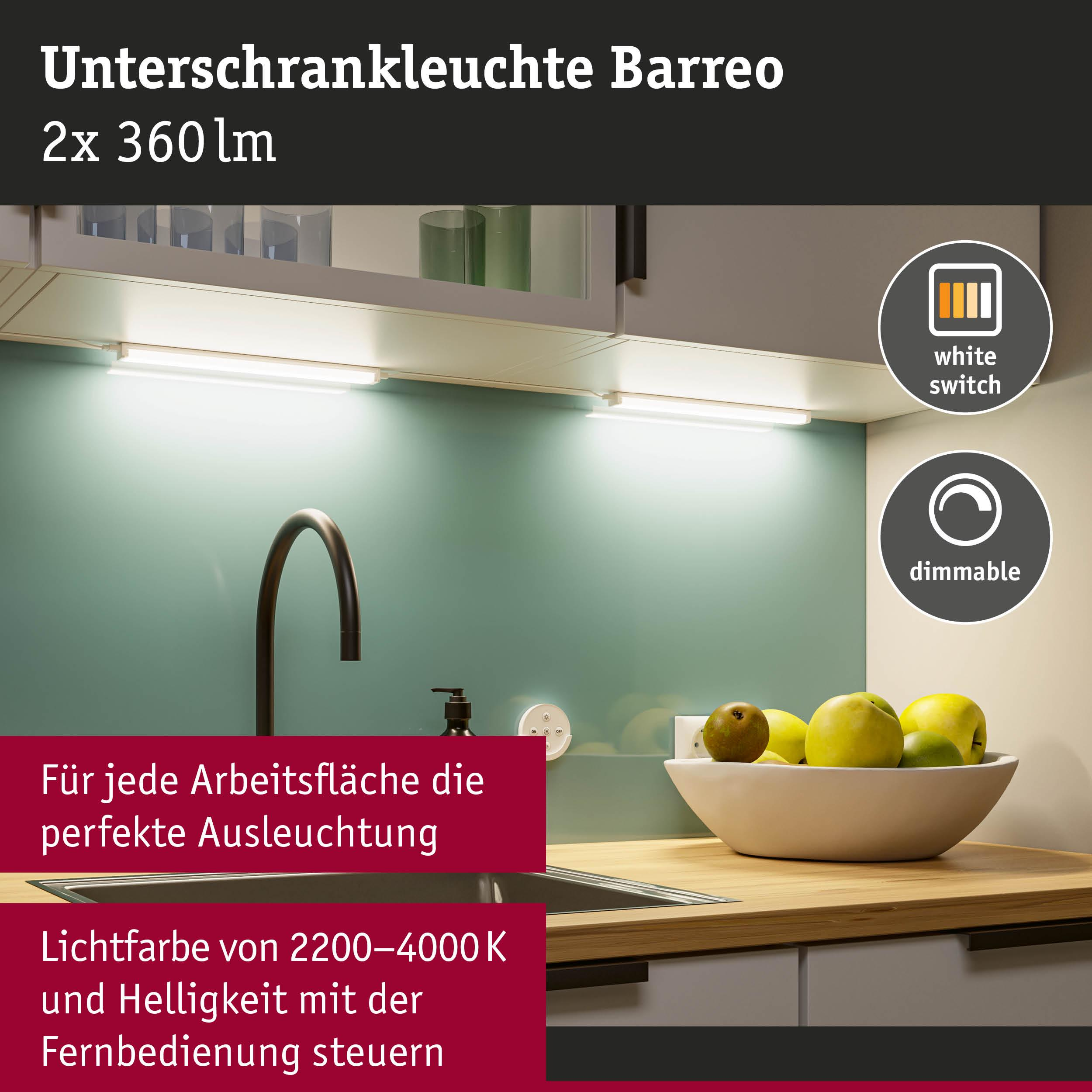 K&uuml;chenunterschrankleuchte mit Fernbedienung, dimmbar, 2x 360lm.