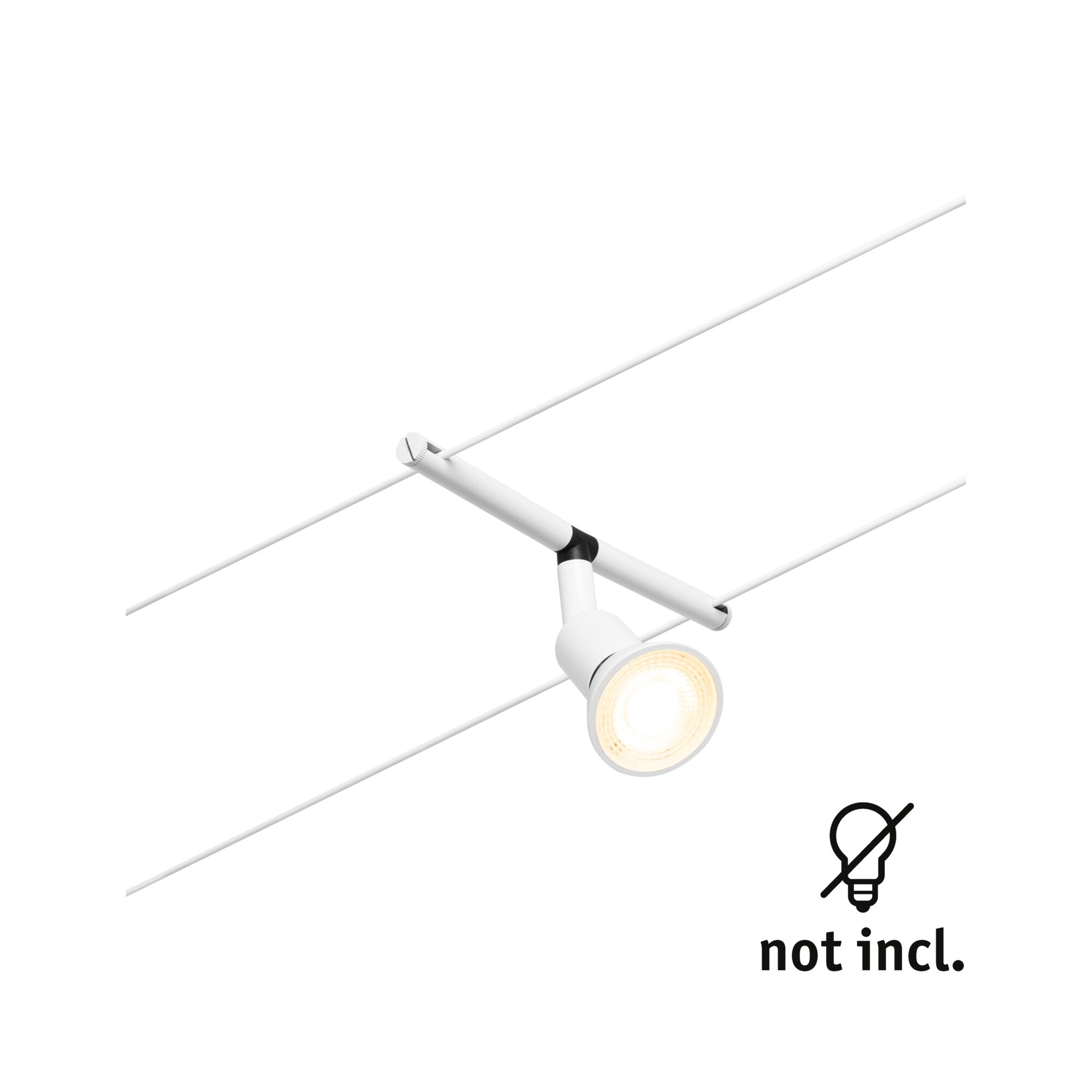 Faretti bianchi su cavi, lampadina non inclusa.