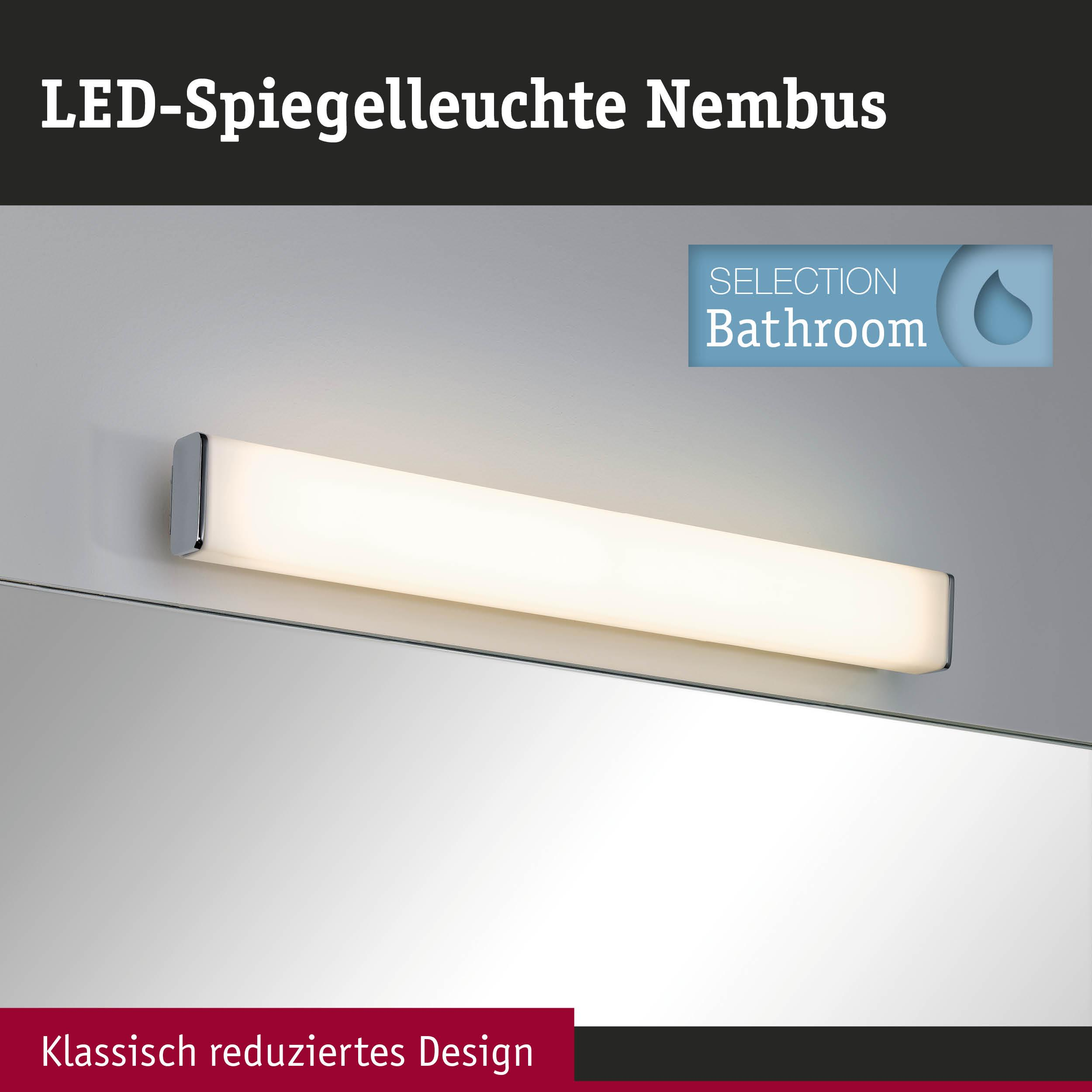 Una moderna lampada da specchio a LED in cromo e bianco dal design elegante.