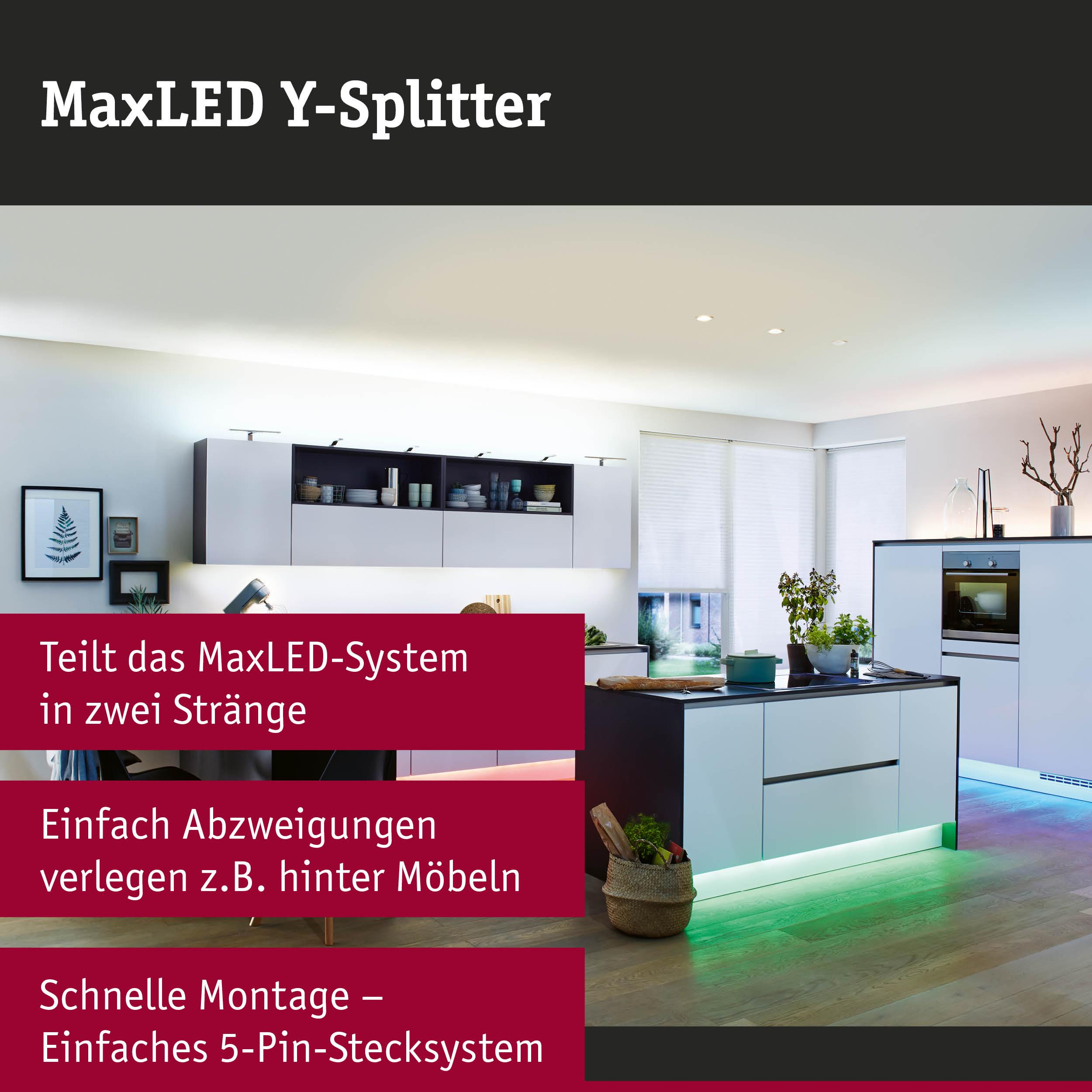 MaxLED Y-Splitter: Teilt das System in zwei Stränge, einfache Montage.