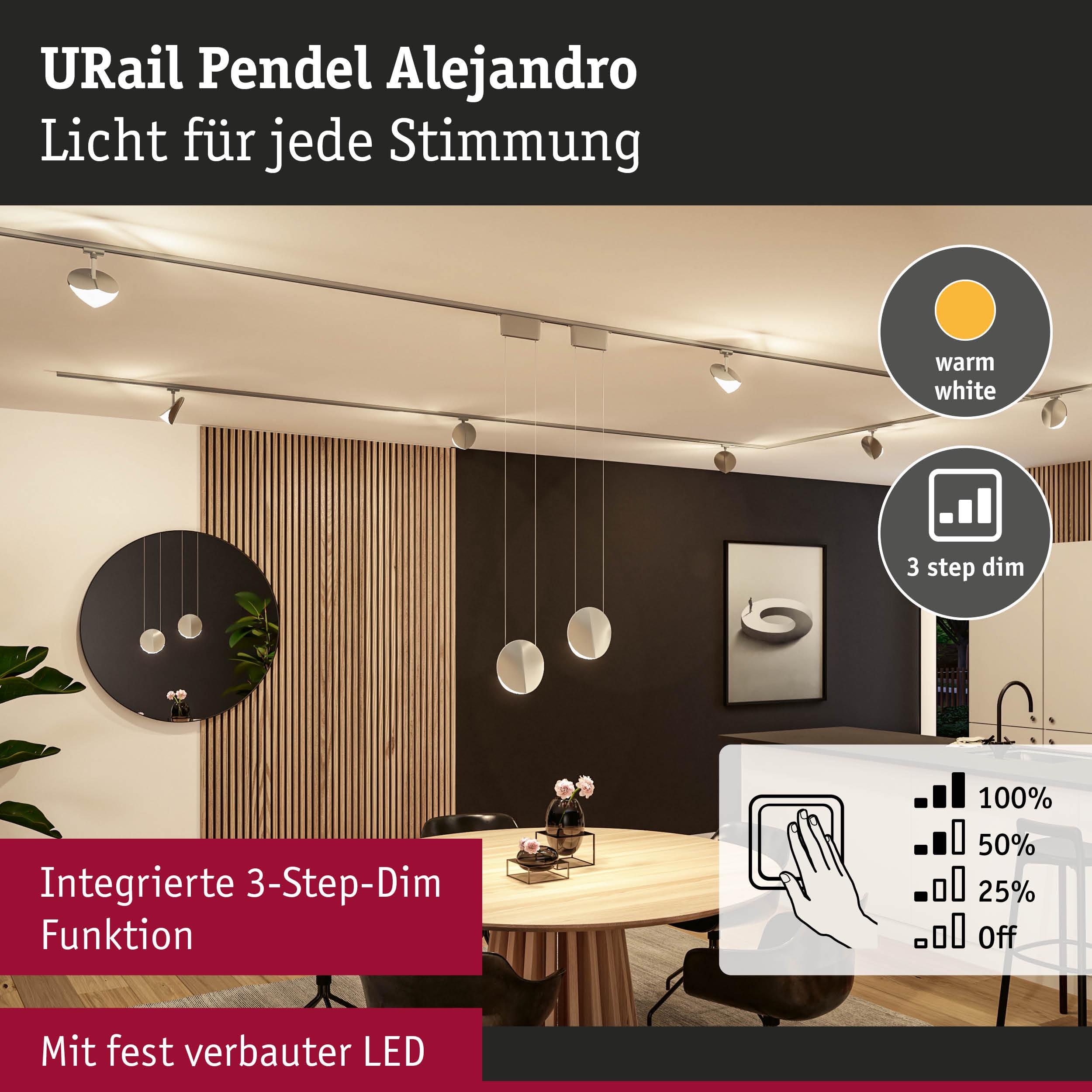URail Pendel Alejandro: Modernes Schienensystem mit 3-Stufen-Dimmfunktion.