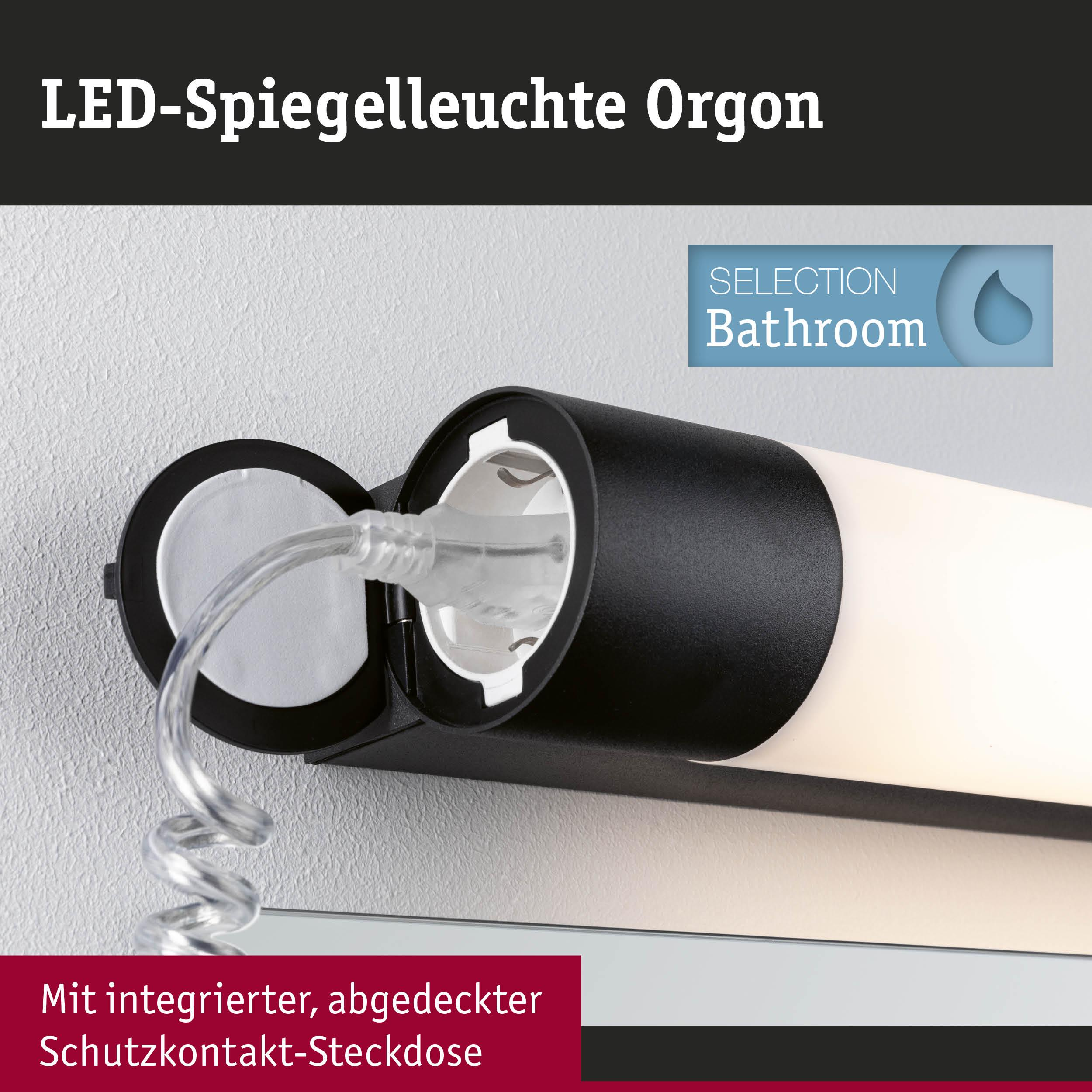 Oświetlenie lustra LED ze zintegrowanym, zakrytym gniazdem. Wybór łazienki.