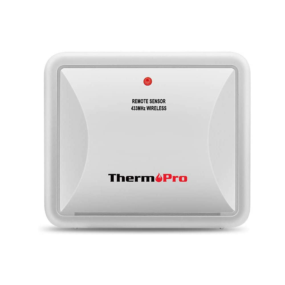 Kırmızı LED'li ve yazılı beyaz ThermoPro uzaktan sensör.