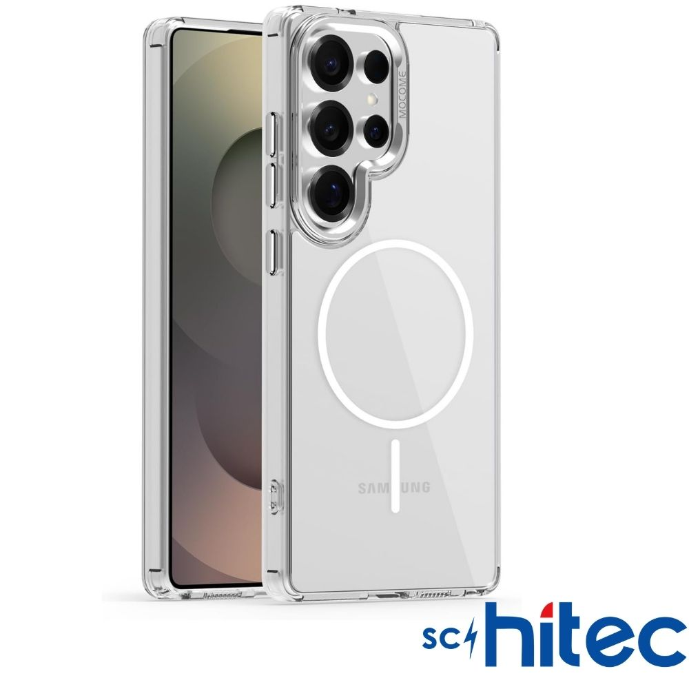 Samsung için manyetik halkalı ve kamera korumalı şeffaf telefon kılıfı.