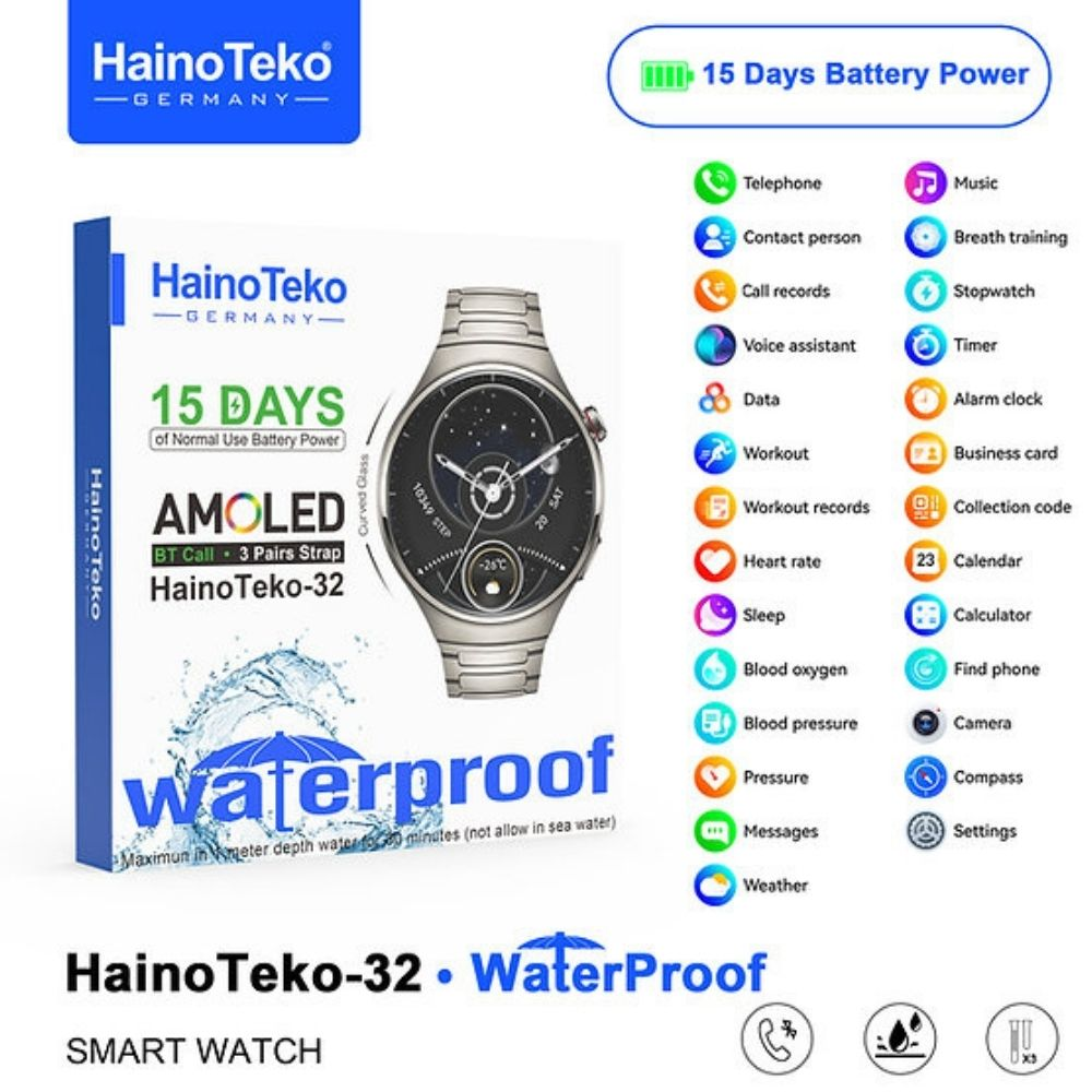 Haino Teko Akıllı Saat: 15 gün pil, AMOLED, su geçirmez, birçok özellik listelenmiş.