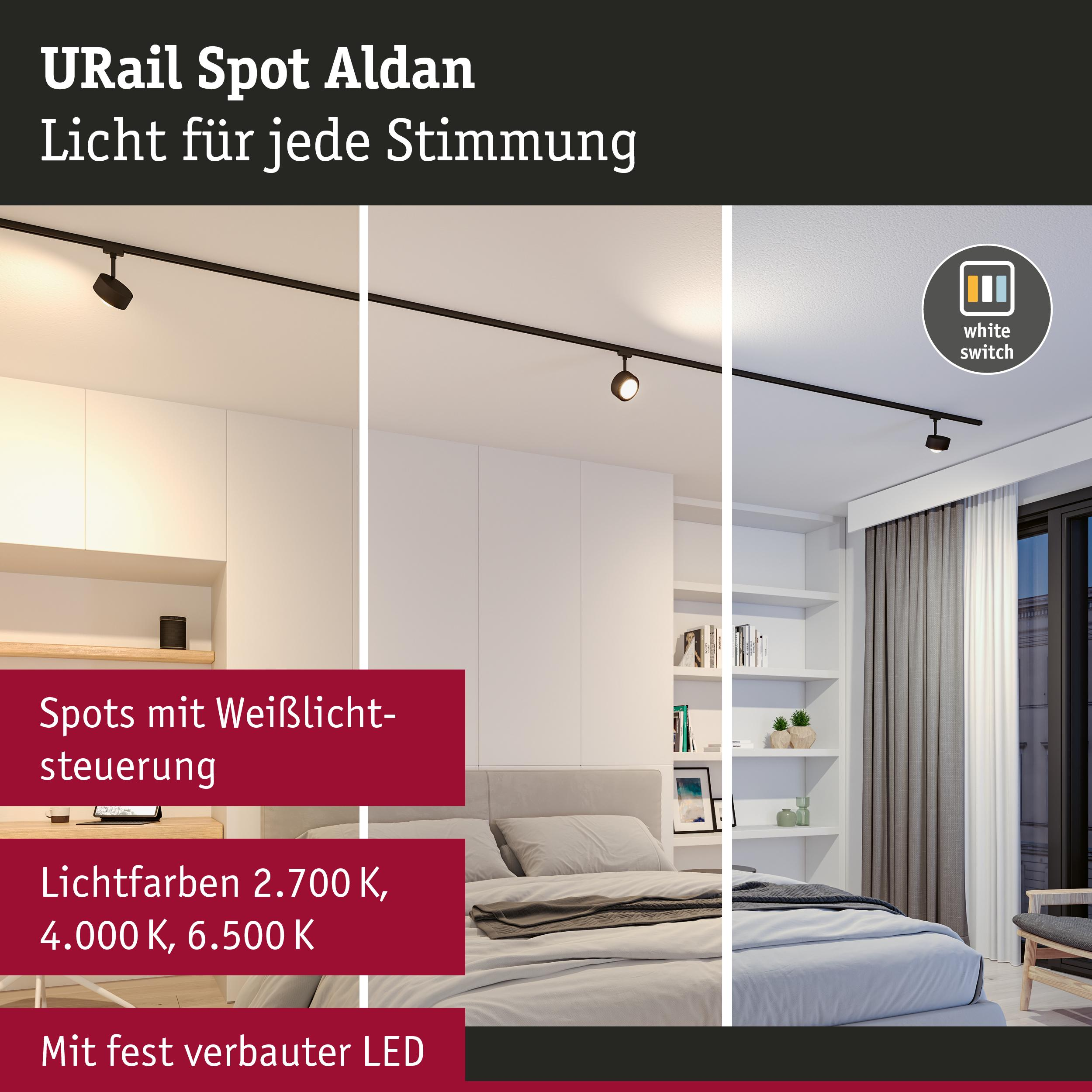 URail Spot Aldan mit Weißlichtsteuerung in drei Lichtfarben.