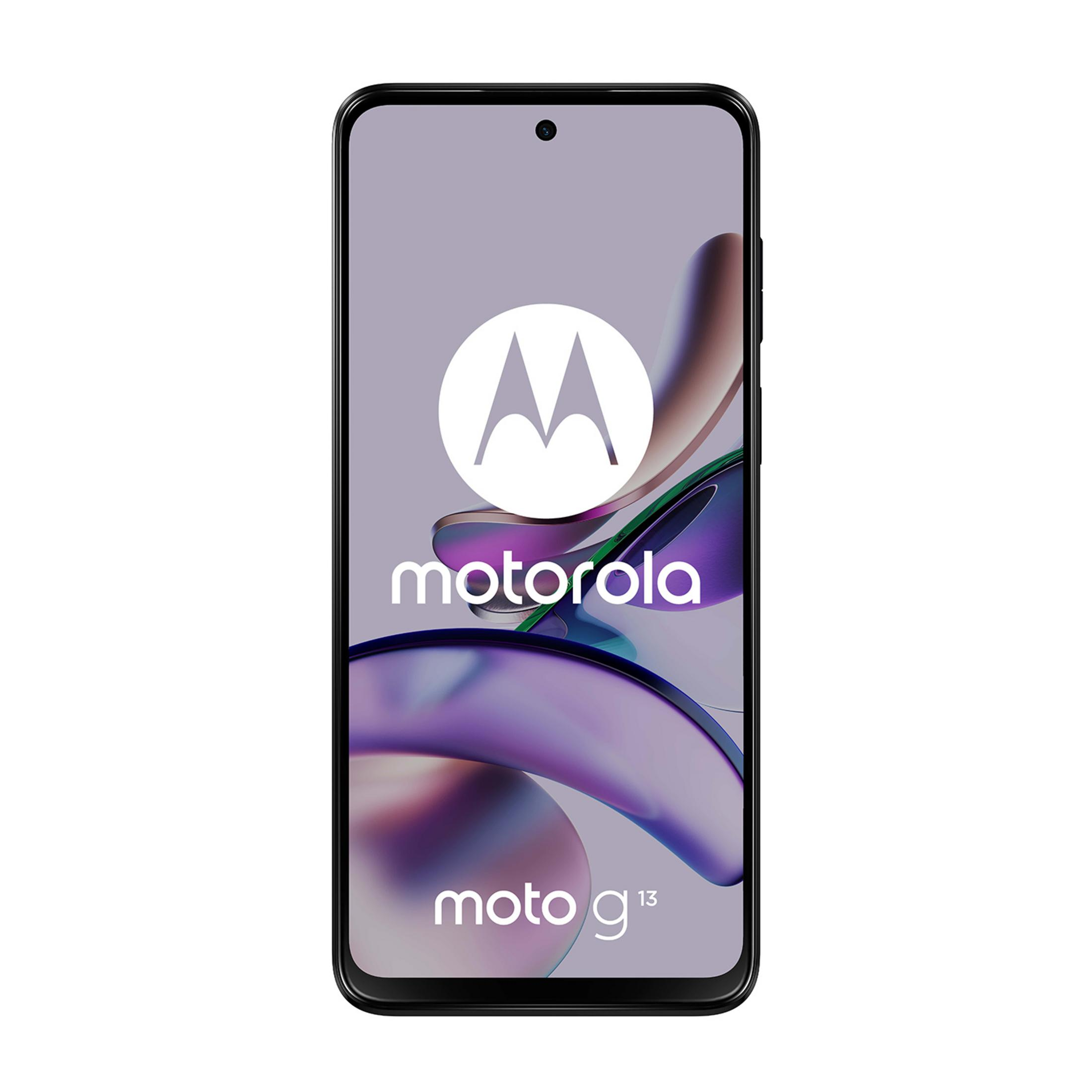 Smartfon Motorola Moto G13 z logo Motorola na ekranie.
