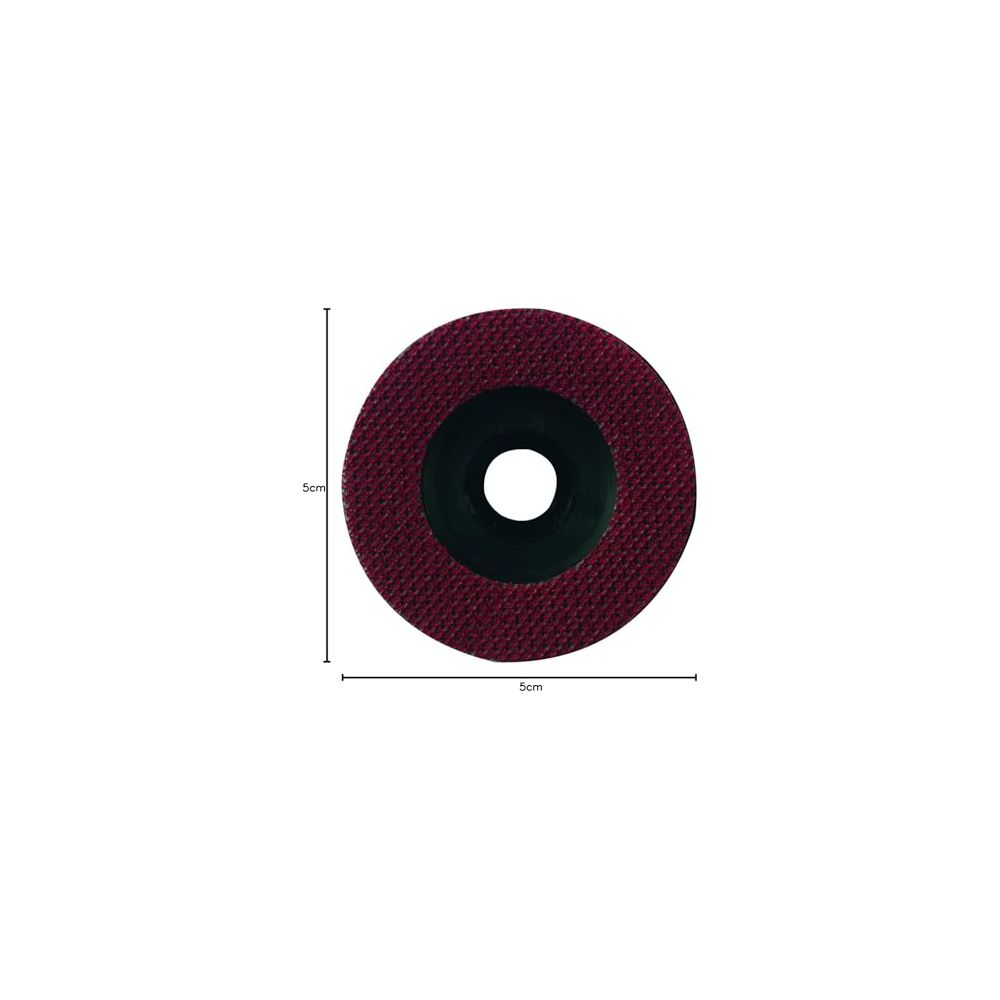 Rote Schleifscheibe mit schwarzem Kern, 5cm Durchmesser.
