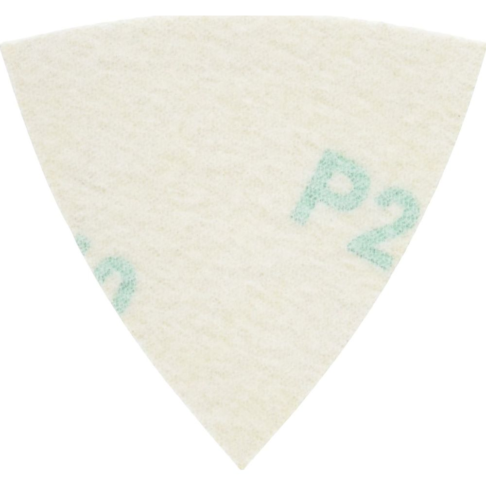 Ein beiger Schleifpapier-Dreieck mit grüner Markierung 