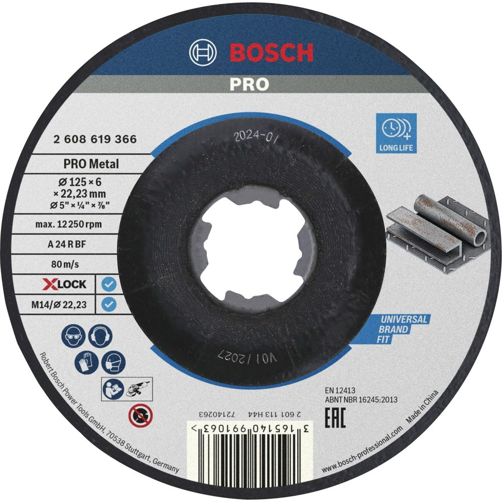 Bosch PRO Trennscheibe für Metall, 125mm Durchmesser, X-LOCK System.