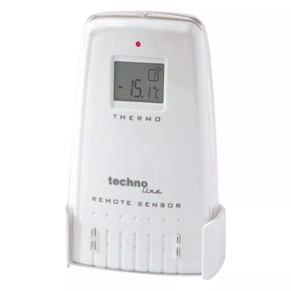 Un sensore remoto bianco techno-line con LCD mostra -15,1C.