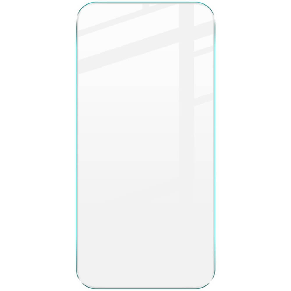 Un protecteur d'écran rectangulaire transparent aux coins arrondis sur fond blanc.