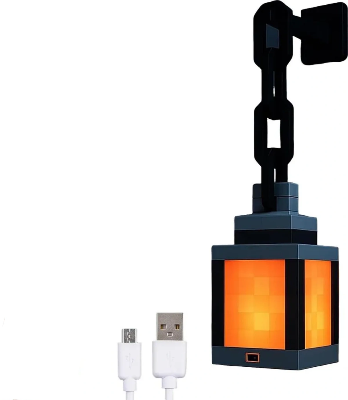 Ein Pixel-Laternen-Nachtlicht mit USB-Kabeln.