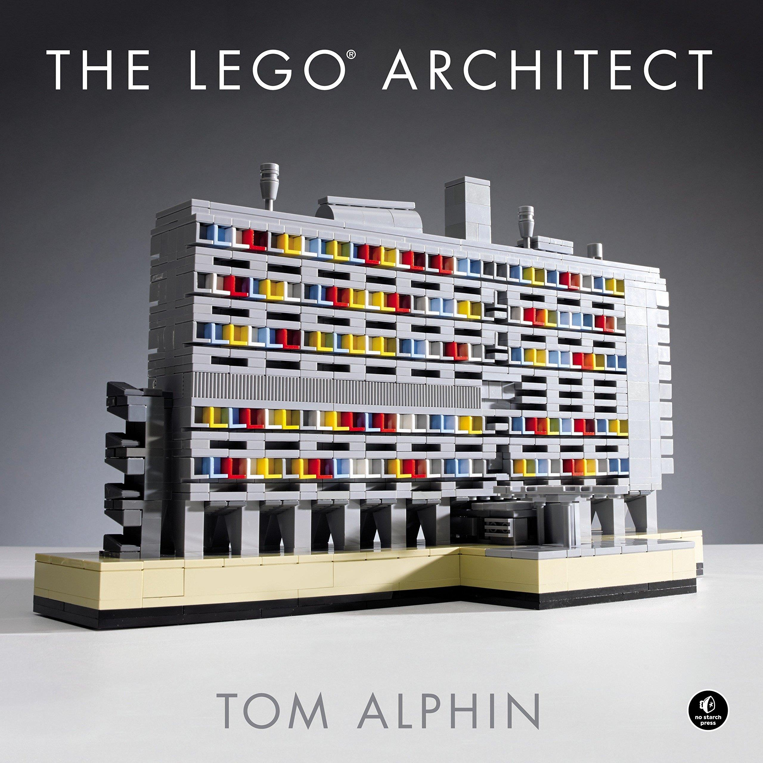 'The Lego Architect' yazısının altında renkli pencereli Lego bina modeli.