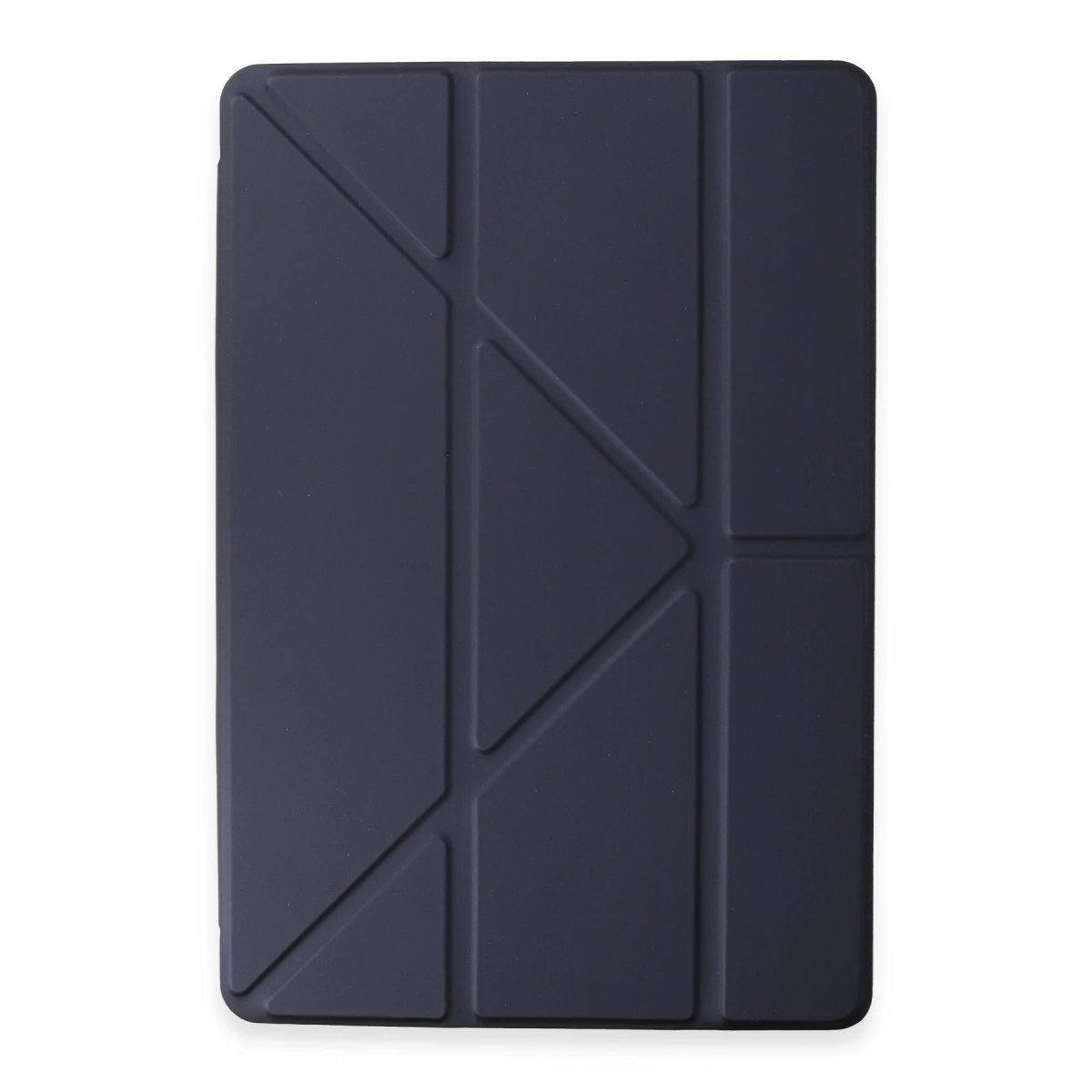 Geometrik katlanır desenli lacivert tablet kılıfı.