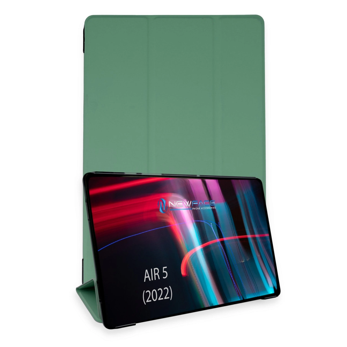 Kılıflı yeşil tablet, ekranda AIR 5 (2022) yazısı görünüyor.