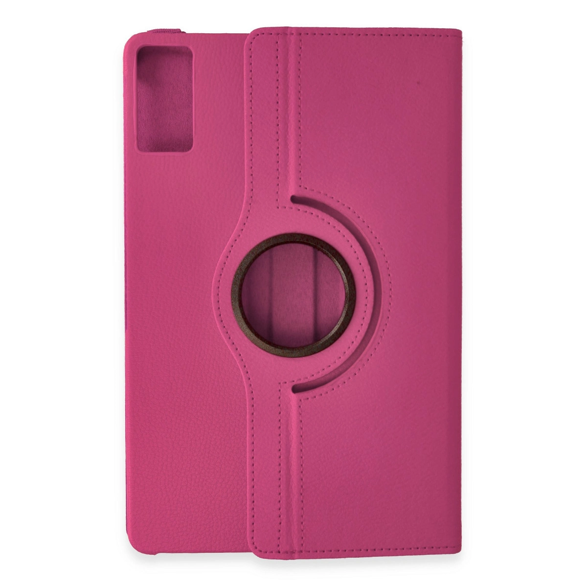 Ortasında dönebilen halkası olan pembe tablet kılıfı.