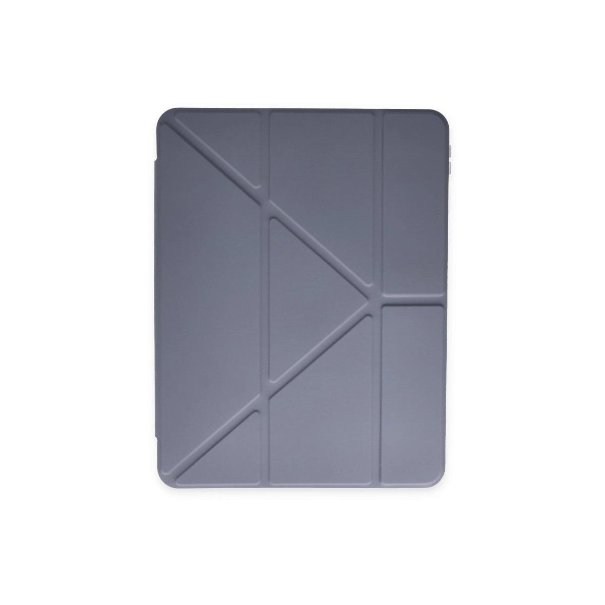 Geometrik katlanır desenli gri tablet kılıfı, stüdyo çekimi.