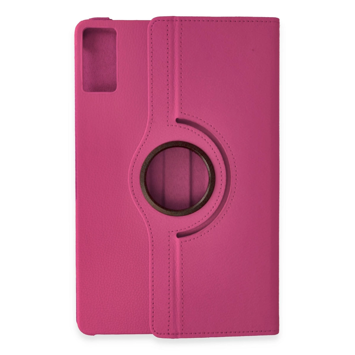 Ortasında dönebilen halkası olan pembe tablet kılıfı.